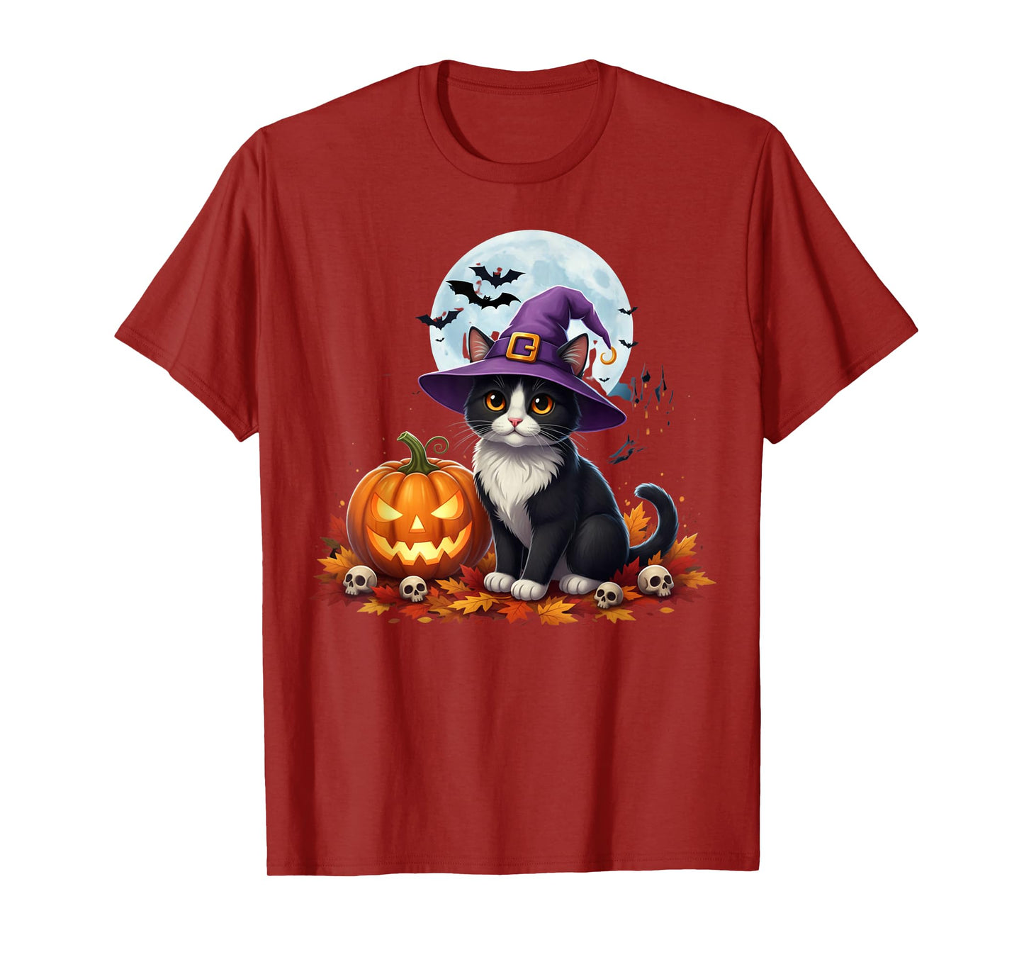 Retro Black Cat Pumpkin Halloween Autumn Season T-Shirt