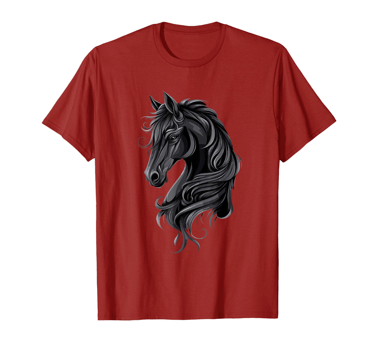 Black Horse Portrait – Friesian horse T-Shirt