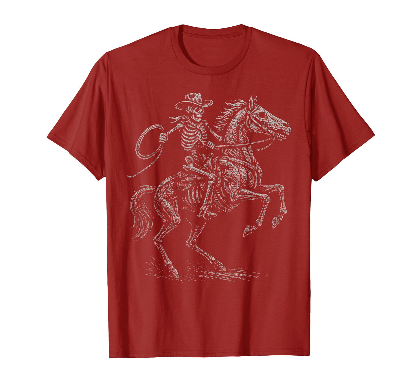 Skeleton Cowboy Horse Western Gothic Halloween Men Kids Boys T-Shirt