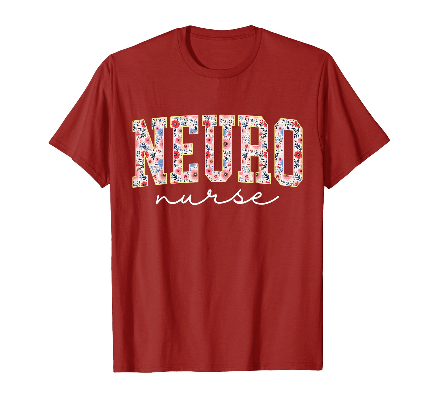 Floral Neuro Trauma Icu Nurse Neurology Nurse Neuroscience T-Shirt