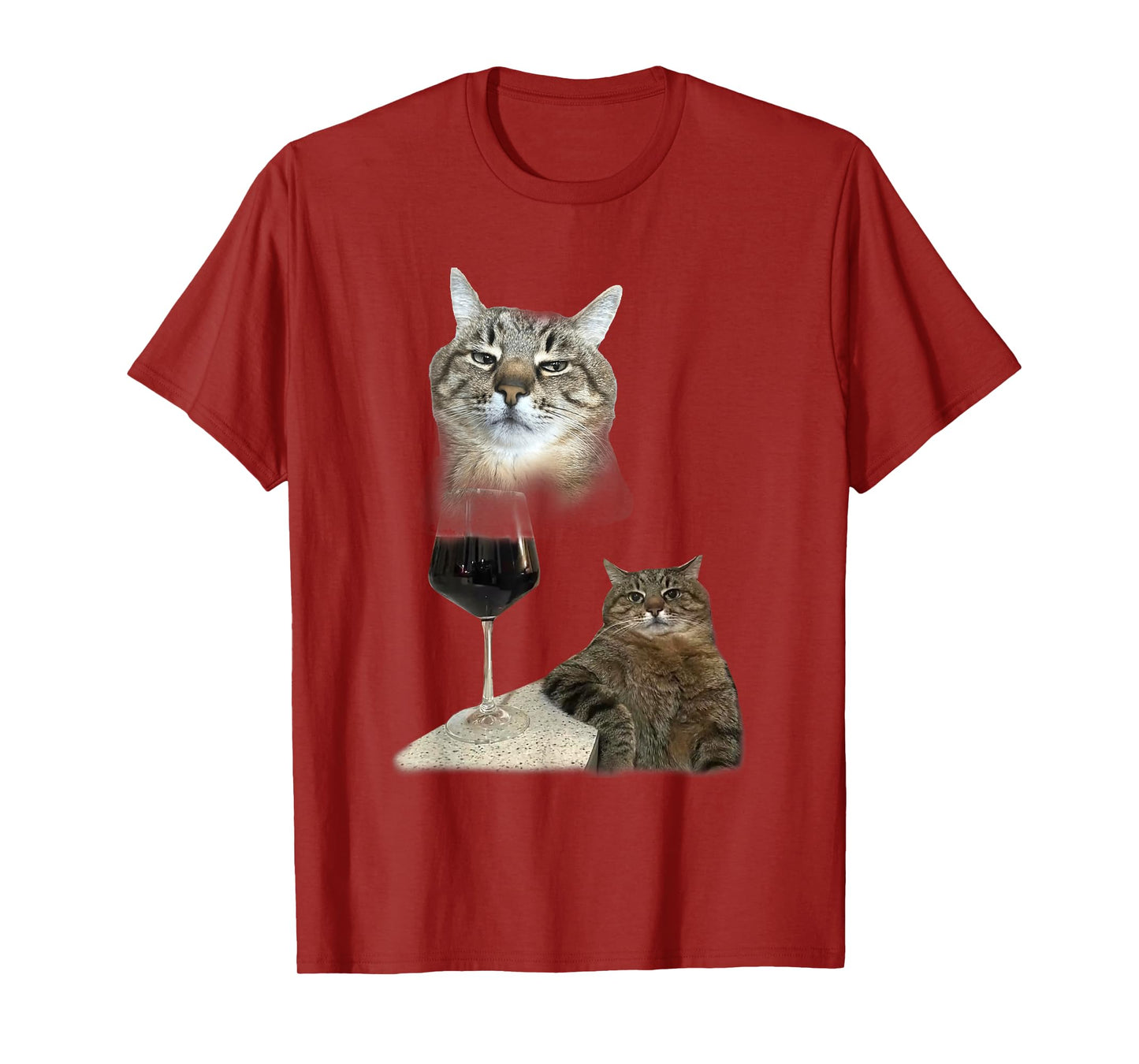 Funny Wine Cat Dank Meme Silly Cats Goofy Ahh Men Women T-Shirt