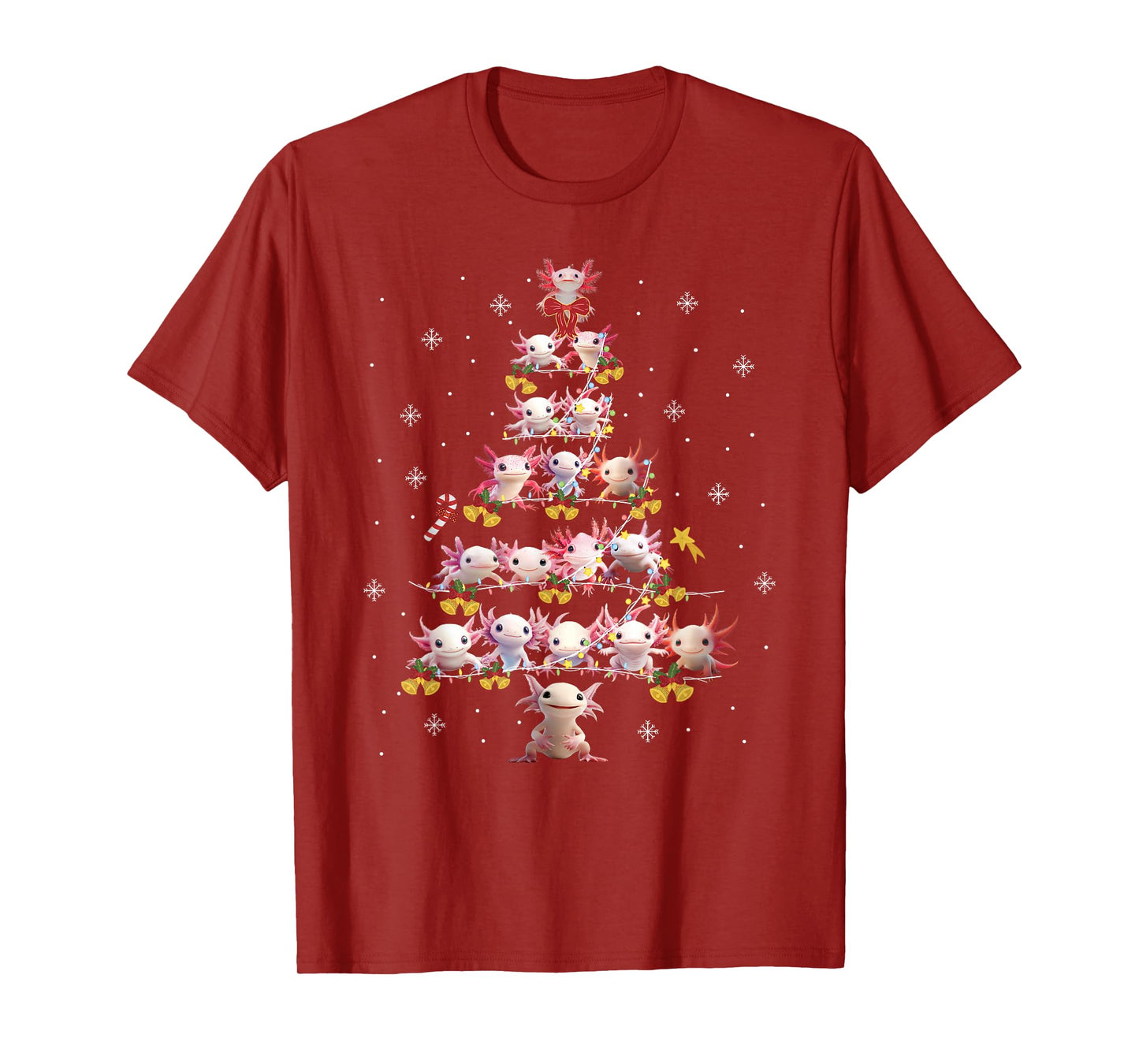 Funny Axolotl Christmas Tree Cute Flamingos Holiday Xmas Tee T-Shirt