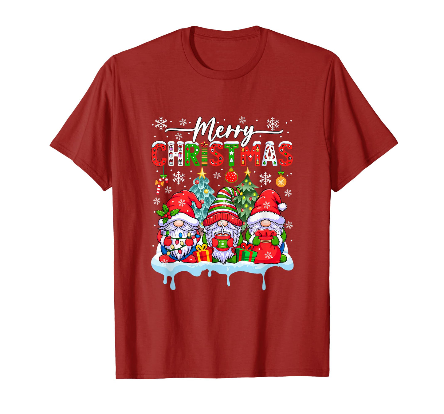 Merry Christmas Three Gnomes Colorful Costume Kids Toddler T-Shirt