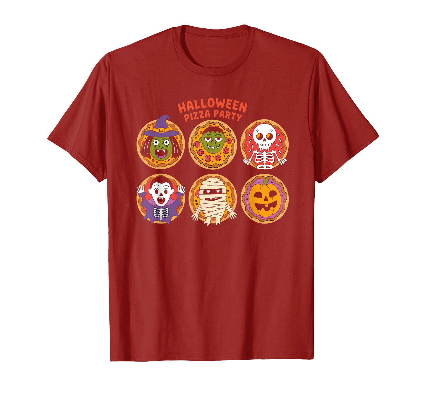 Halloween Pizza Party Funny Monster Toppings T-Shirt