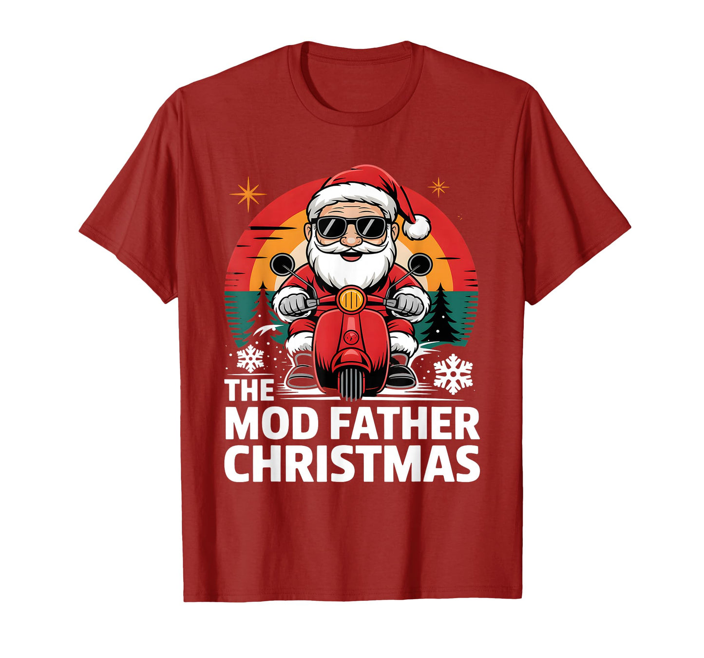 Funny Santa On Motorbike for Mods The Mod Father Christmas T-Shirt