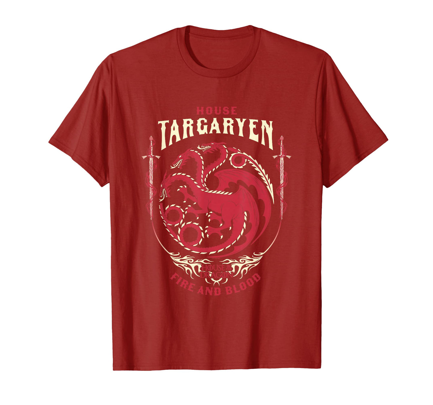 House of the Dragon House Of Targaryen Fire And Blood Badge T-Shirt
