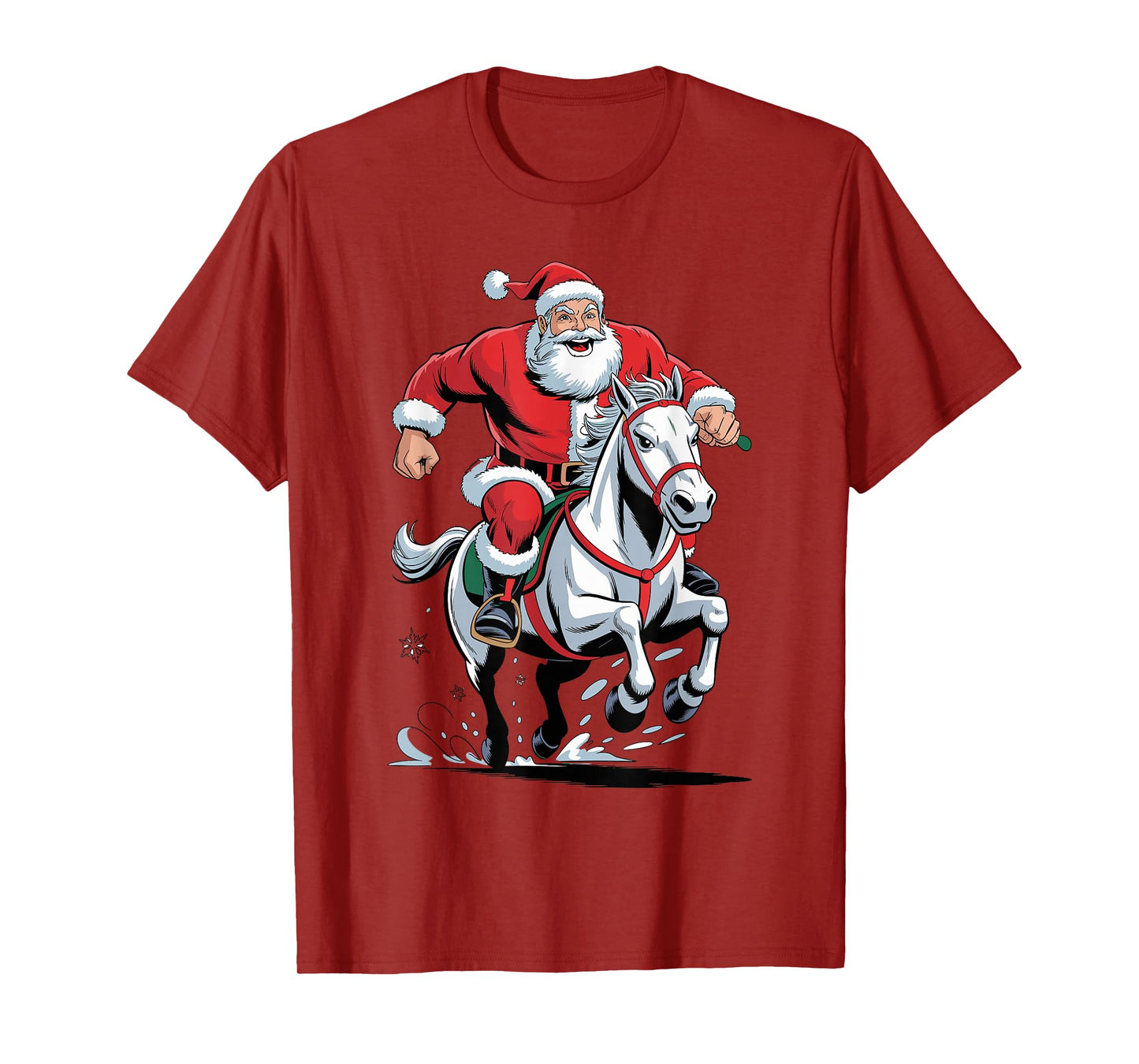 Funny Santa Riding Horse Equestrian Christmas Xmas Pajama T-Shirt