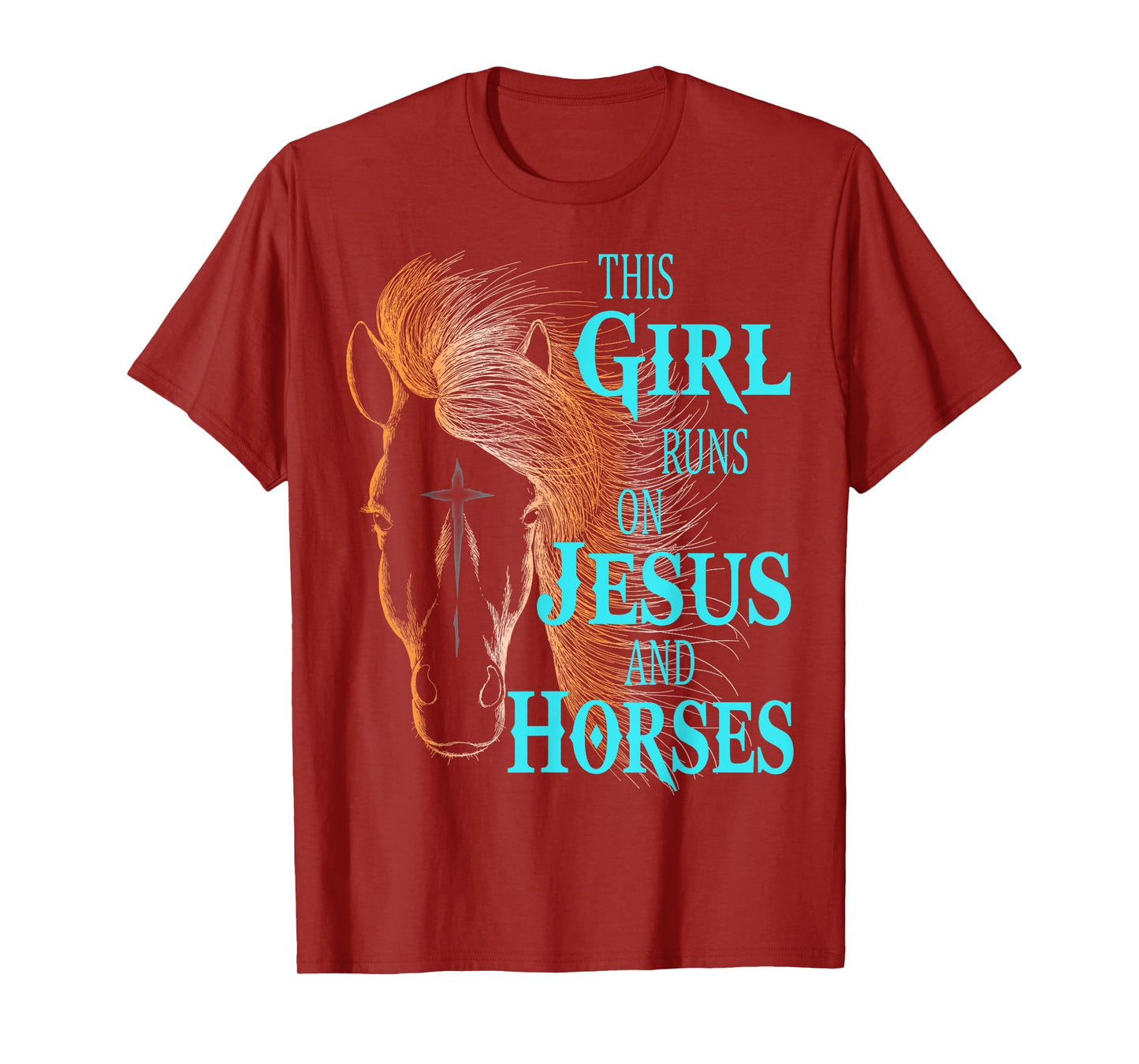 Christian THIS GIRL RUNS ON JESUS & HORSES Equestrian Rider T-Shirt