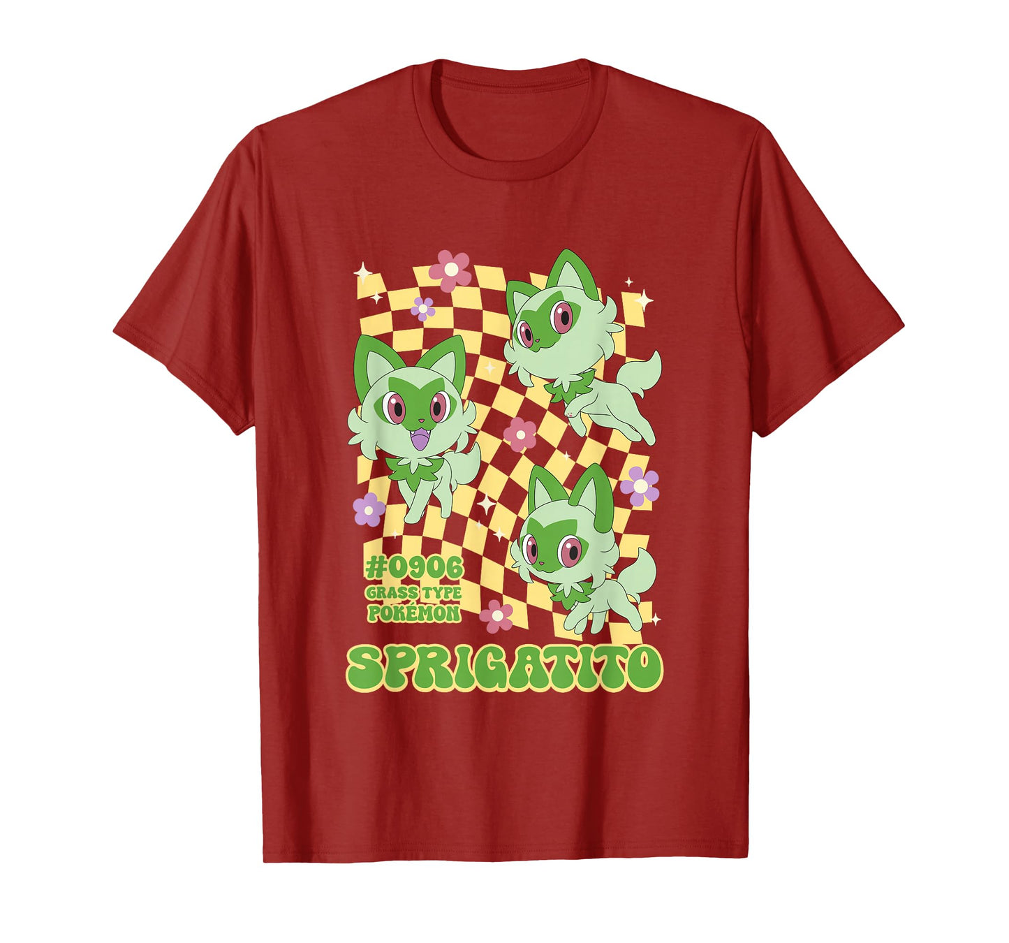 Pokémon Sprigatito #0906 Grass Type Pokemon Retro Chest Logo T-Shirt