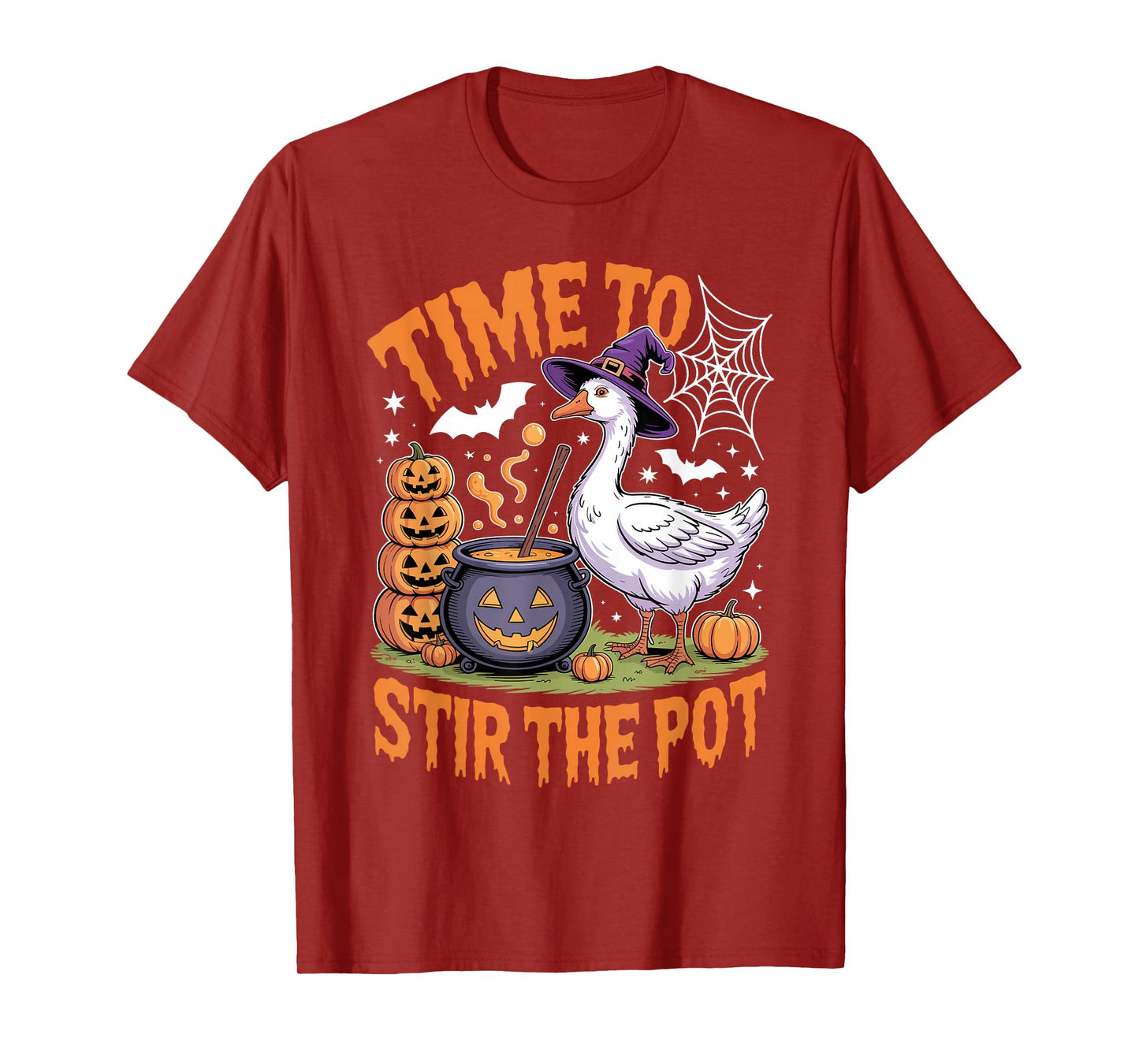 Time to Stir The Pot Funny Halloween Goose Witchy Women Men T-Shirt