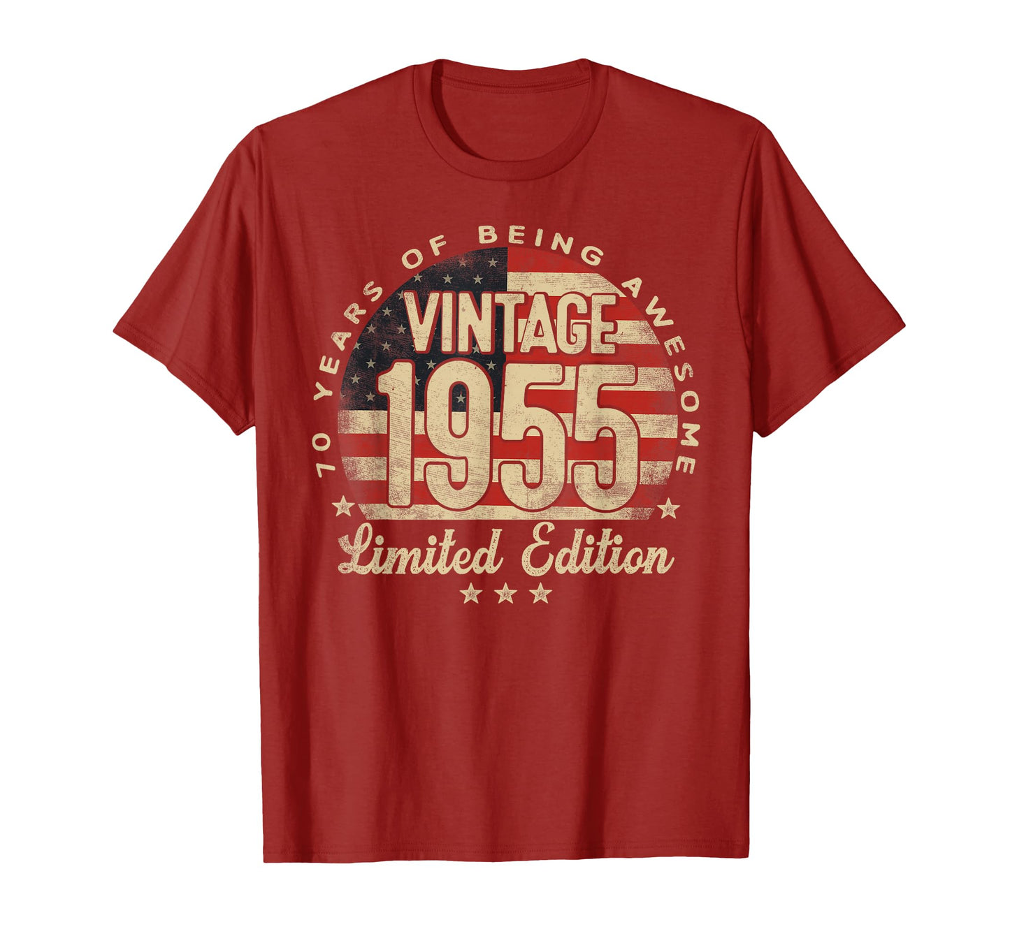 Vintage 1955 Limited Edition 70-Year-Old Gifts USA Flag T-Shirt