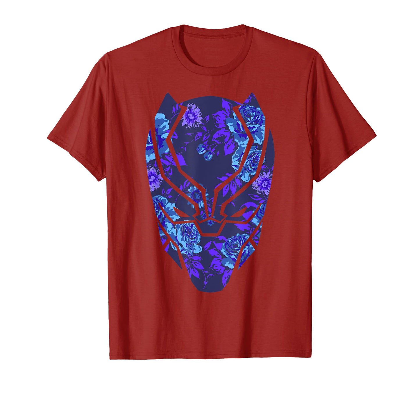 Marvel Avengers Black Panther Floral Mask Short Sleeve T-Shirt