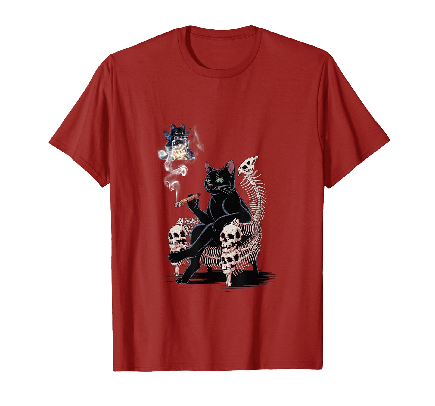 Black Cat Smoking Cigarette Halloween Witch Cat Firefly T-Shirt
