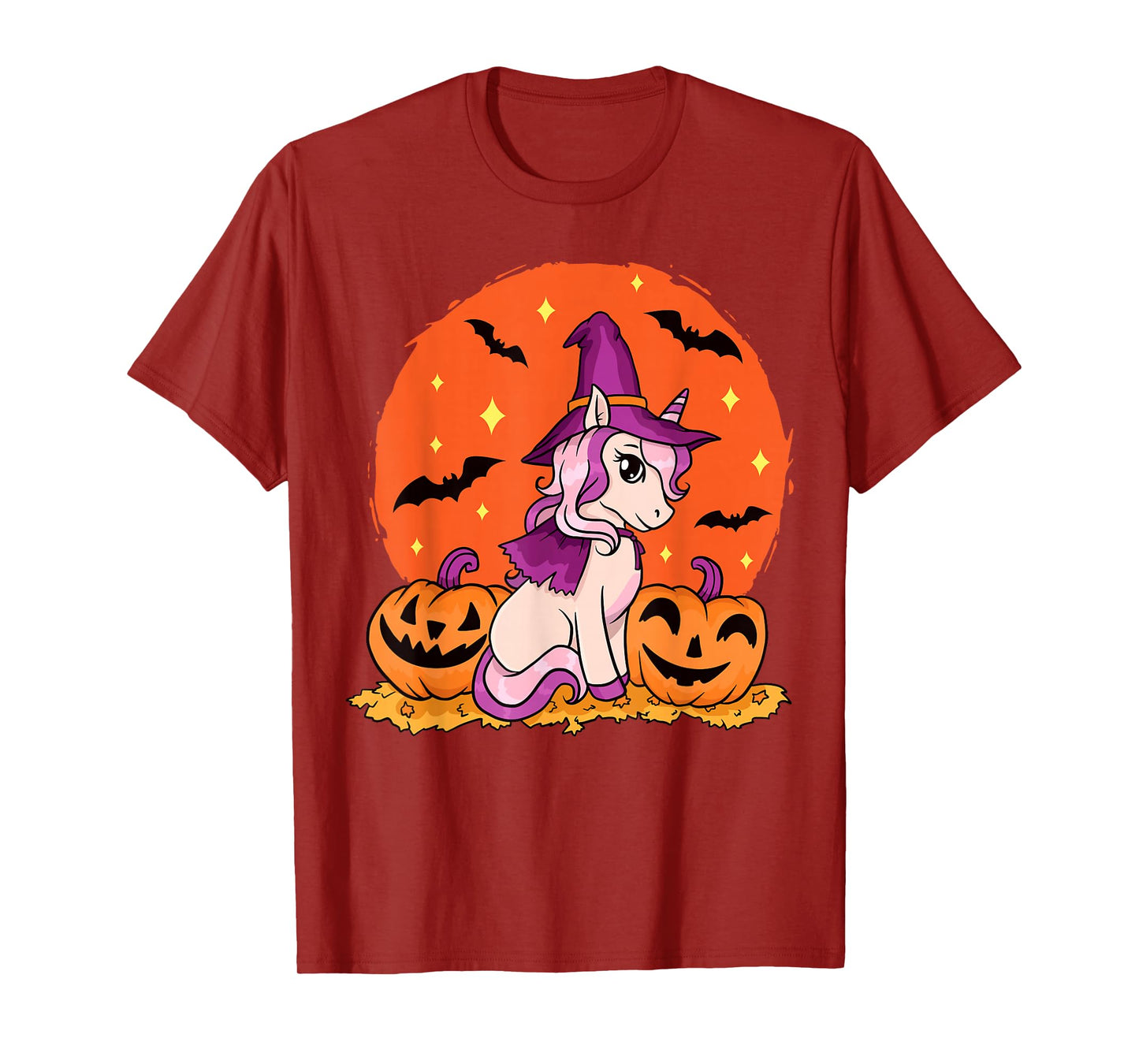 Halloween Unicorns Pumpkin and Witch Costume Design T-Shirt
