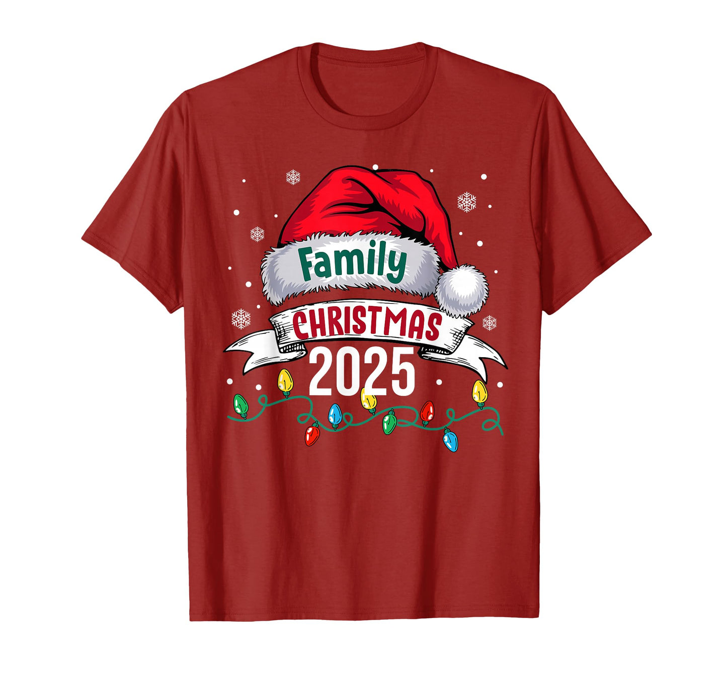 Family Christmas 2025 Santa Hat Lights Xmas Men Women T-Shirt