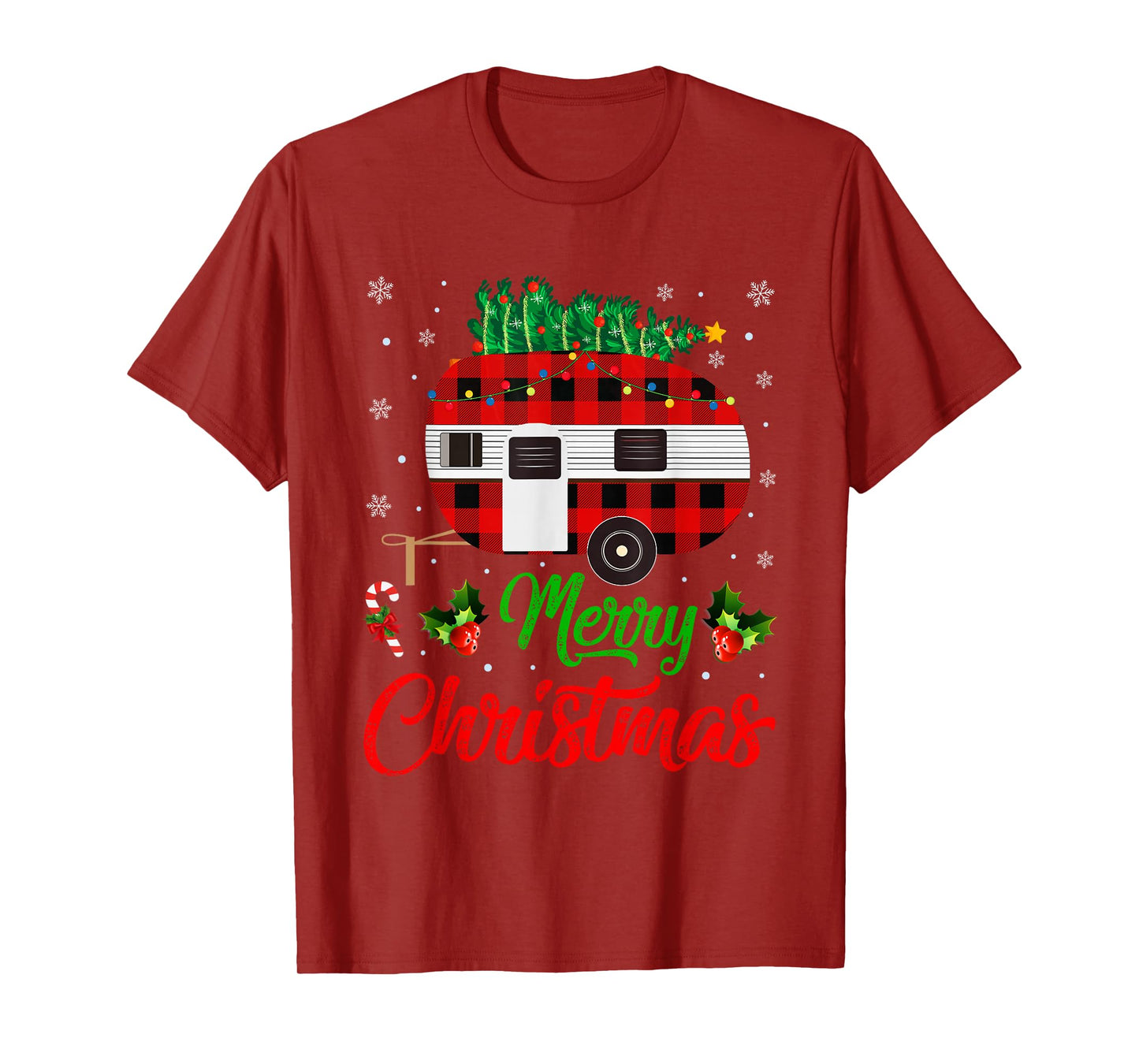 Camper Merry Christmas Tree Outdoors Camping Truck Xmas T-Shirt