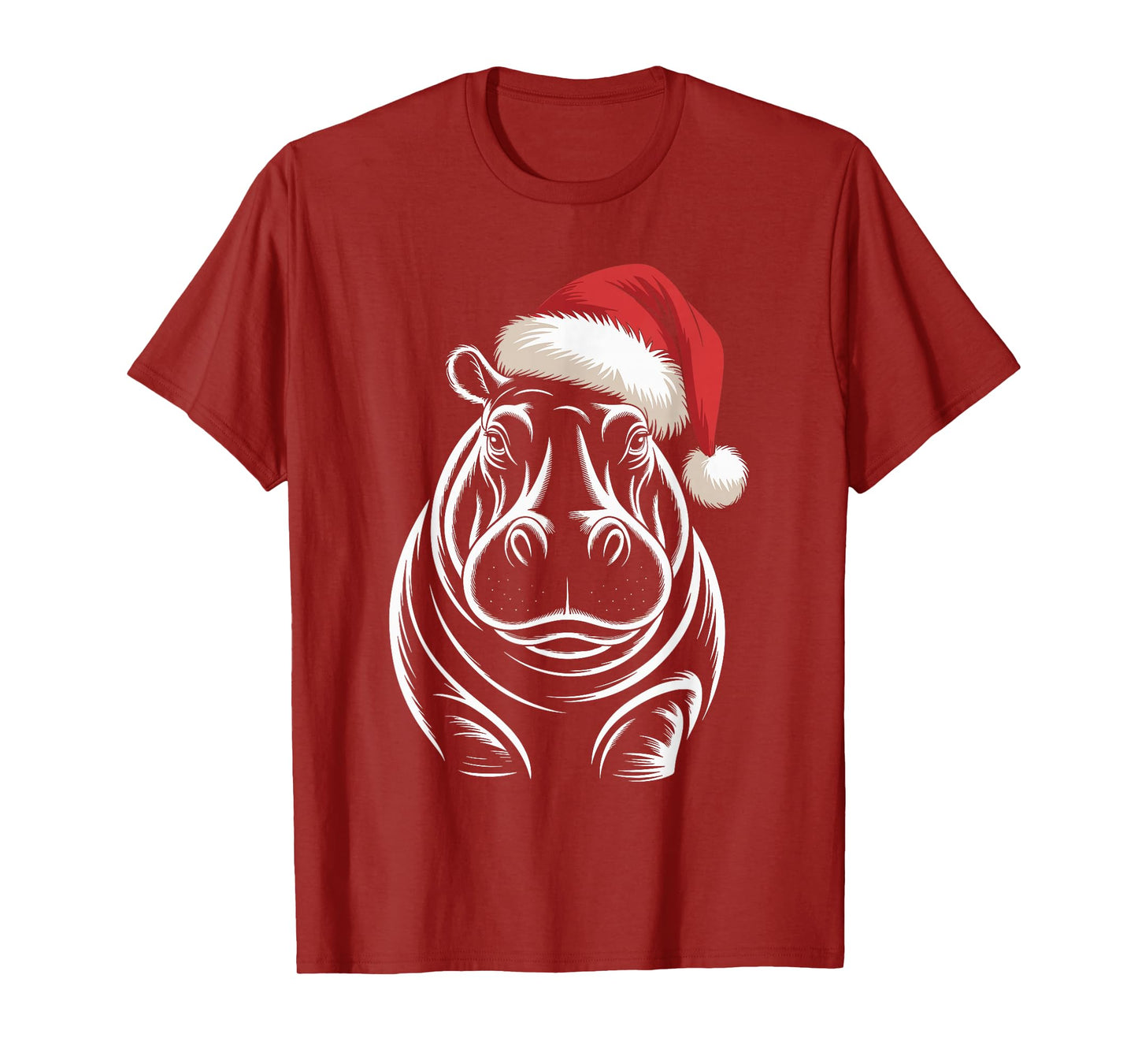 Hippopotamus Christmas Santa Hat Pajama Funny Hippo Xmas T-Shirt