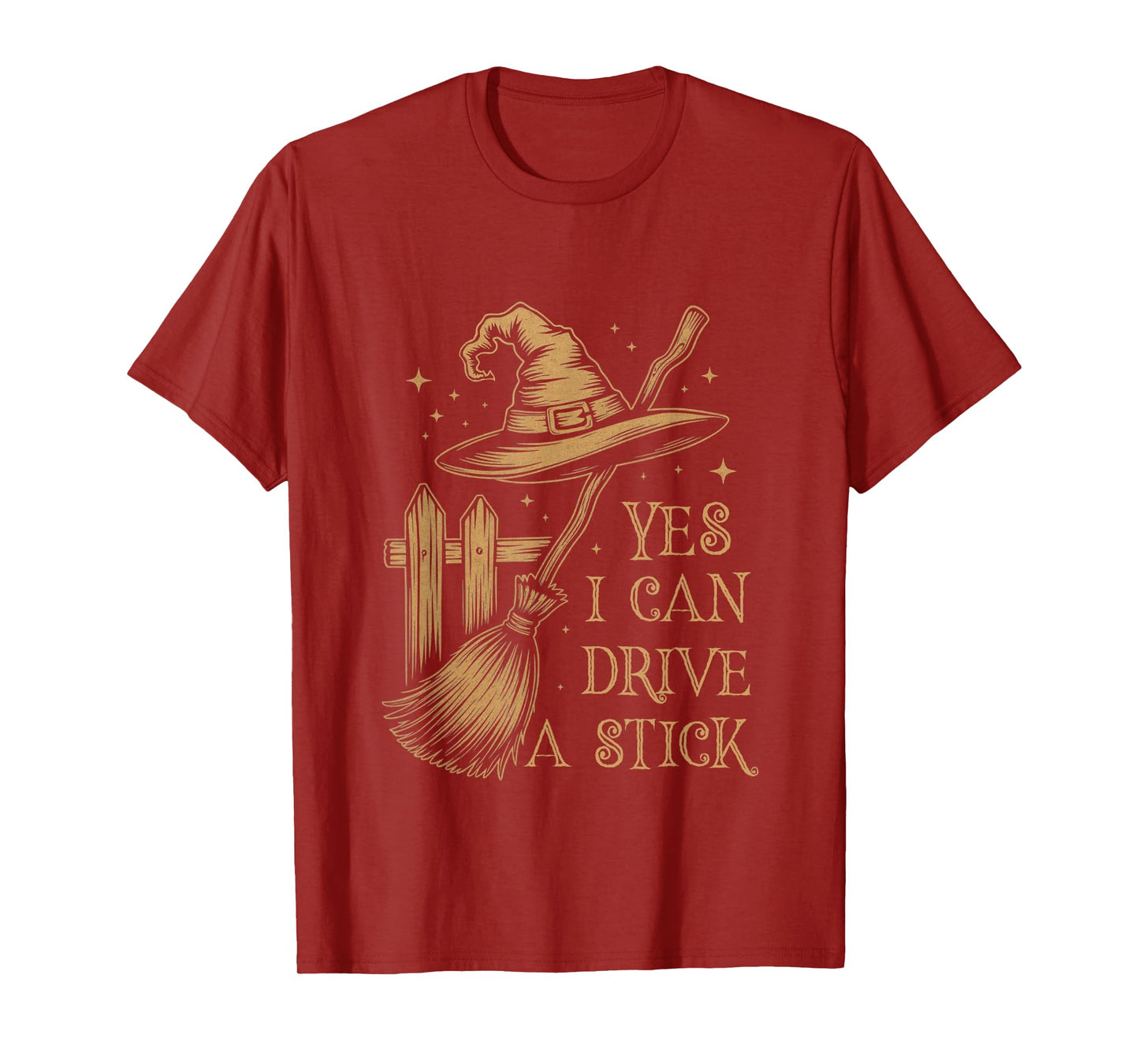 Yes I Can Drive A Stick Funny Halloween Witch Broom Quote T-Shirt