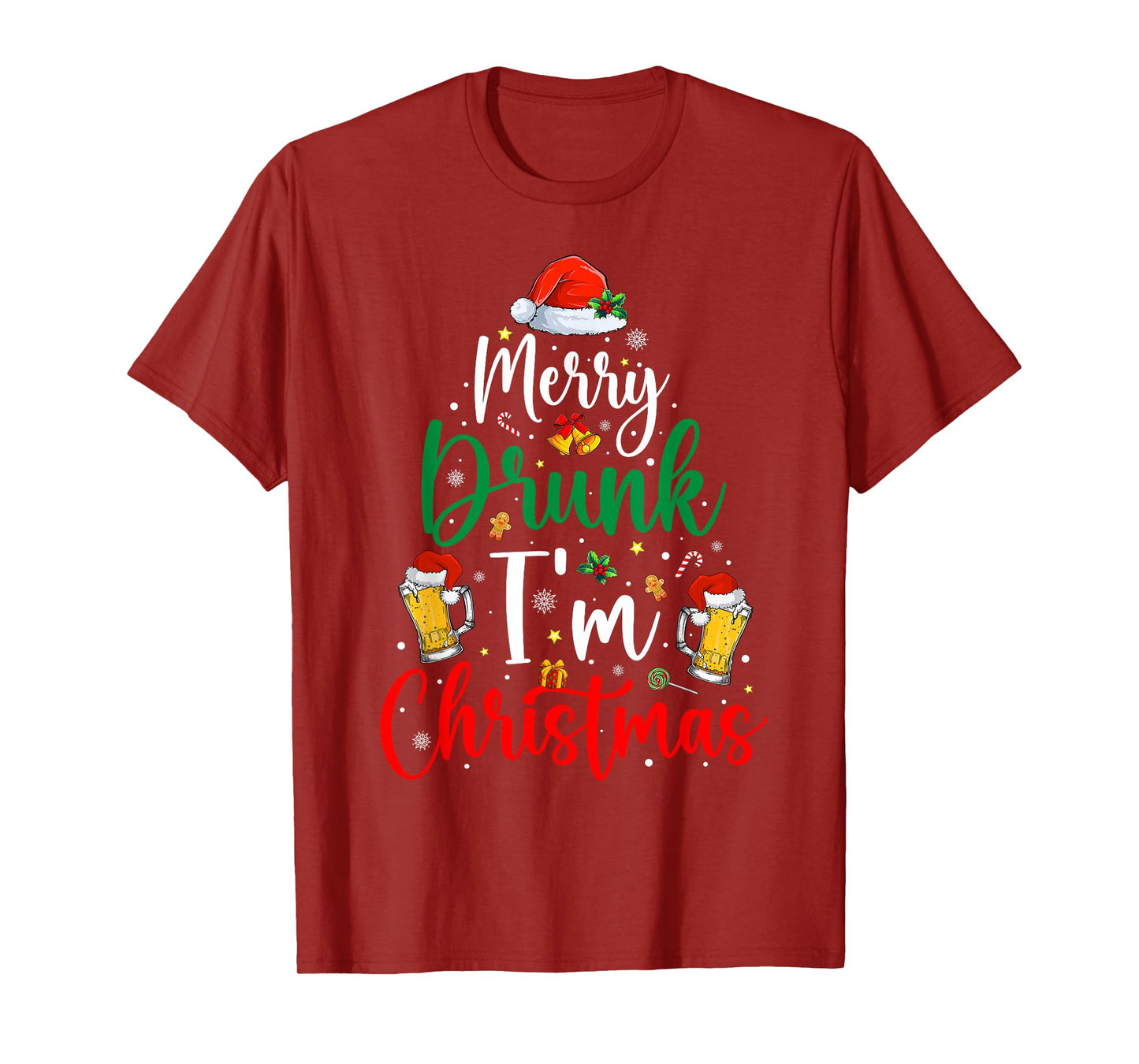 Merry Drunk I'm Christmas Funny Santa Joke Xmas Beer Lover T-Shirt