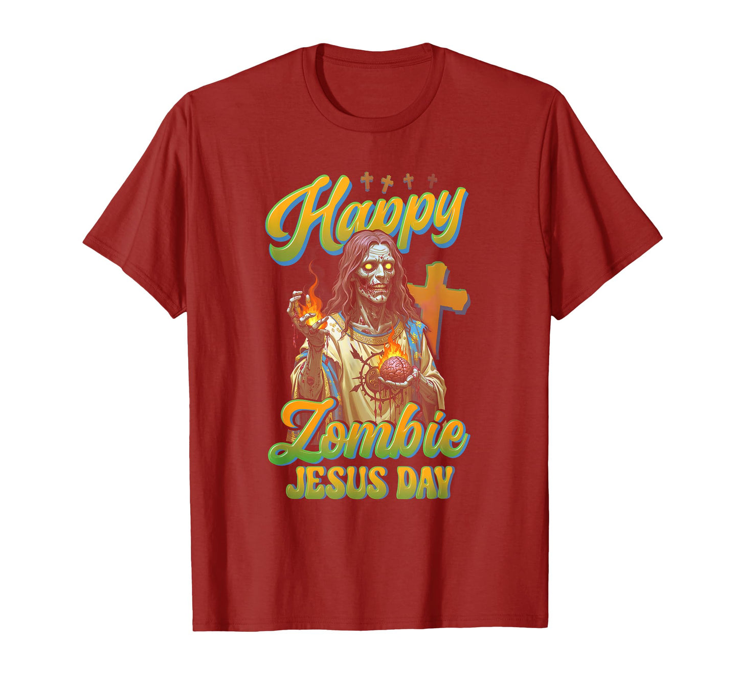 Happy Zombie Jesus Day Horror Christ Faith Cross Religious T-Shirt