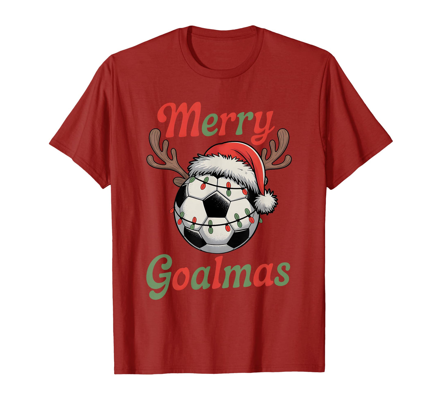 Merry Goalmas Christmas Funny Santa Soccer Ball Reindeer T-Shirt