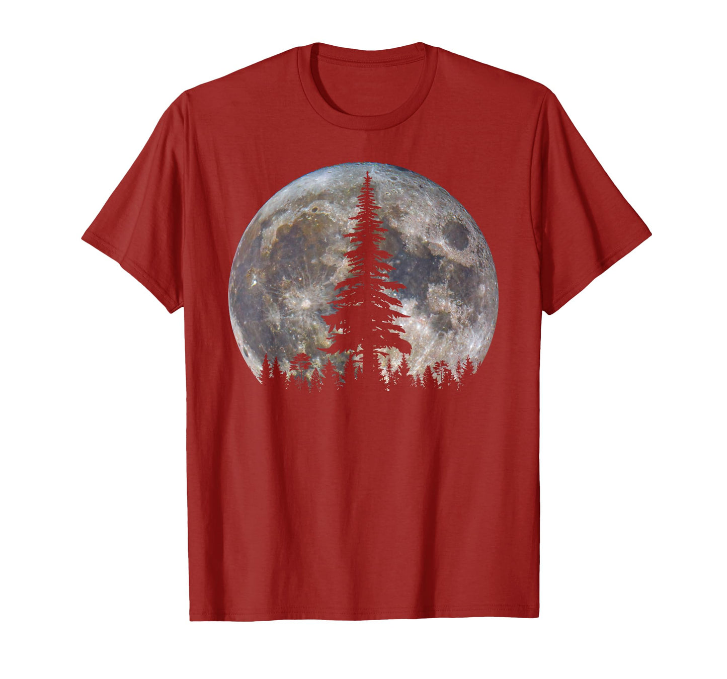 Retro Full Moon Minimalist Pine Tree Vintage Wildlife Trees T-Shirt