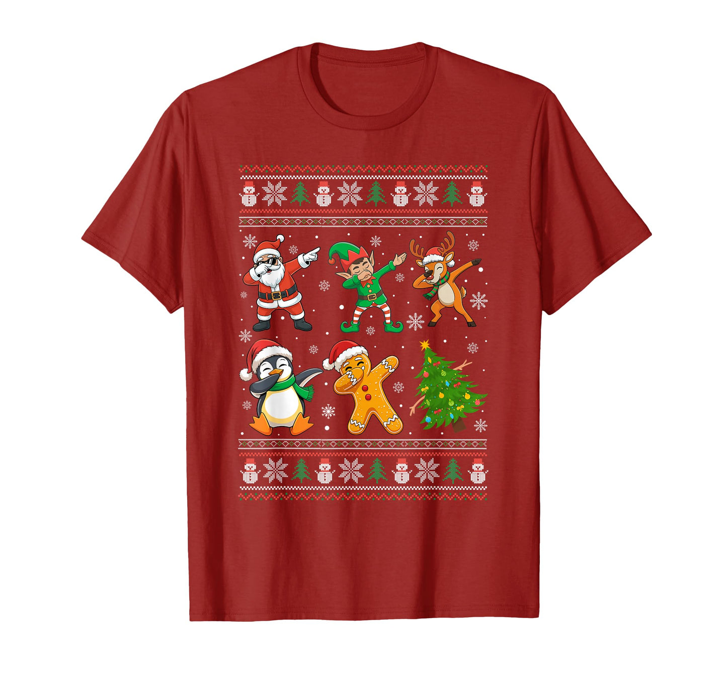 Dabbing Santa Elf Friends Ugly Xmas Sweater Style Xmas Dab T-Shirt