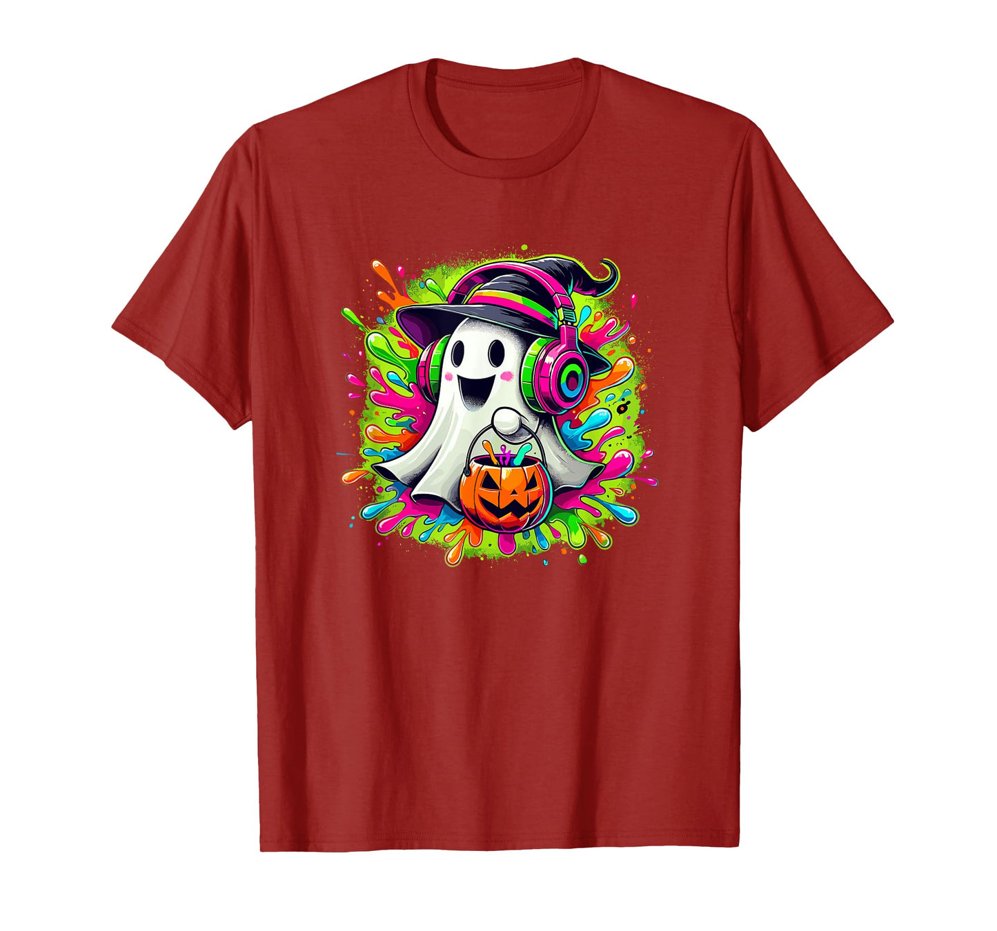 Splash Art Halloween Trick Or Treat Witch Ghost T-Shirt