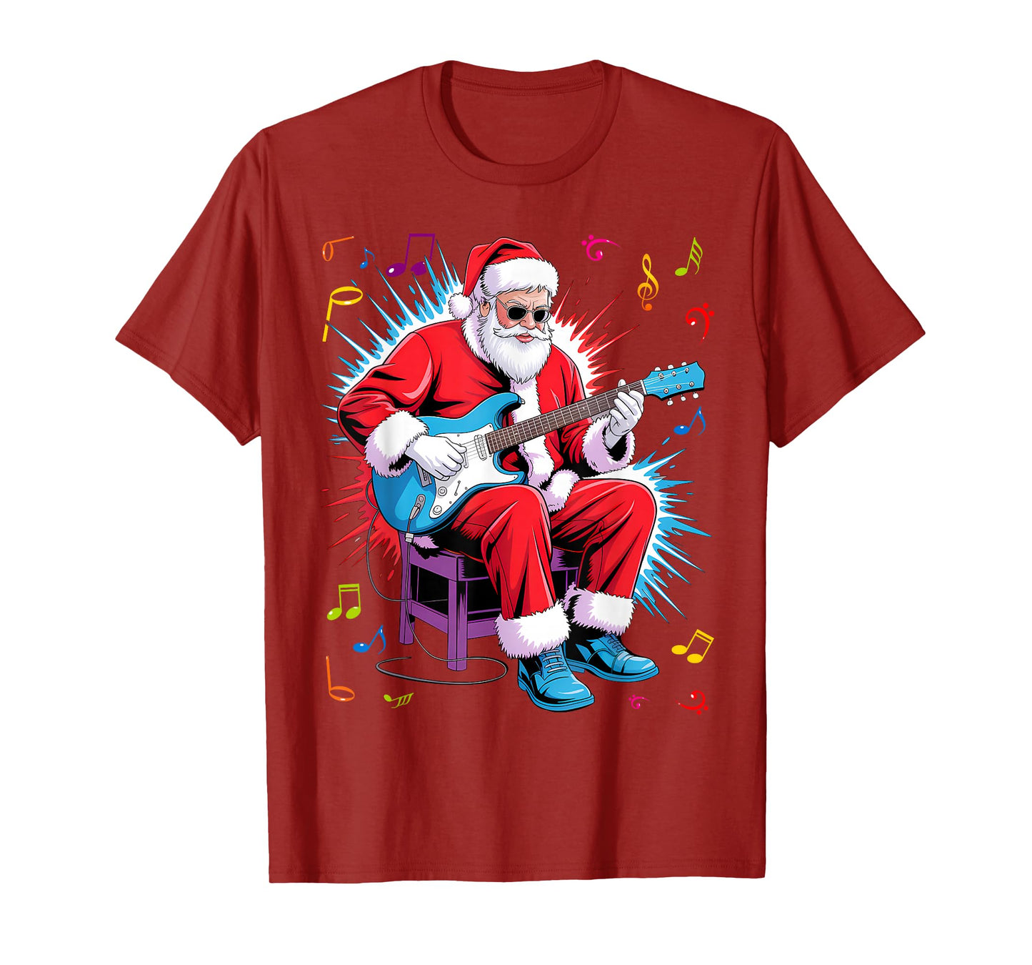 Rock Santa Claus Playing Guitar - Funny Christmas T-Shirt