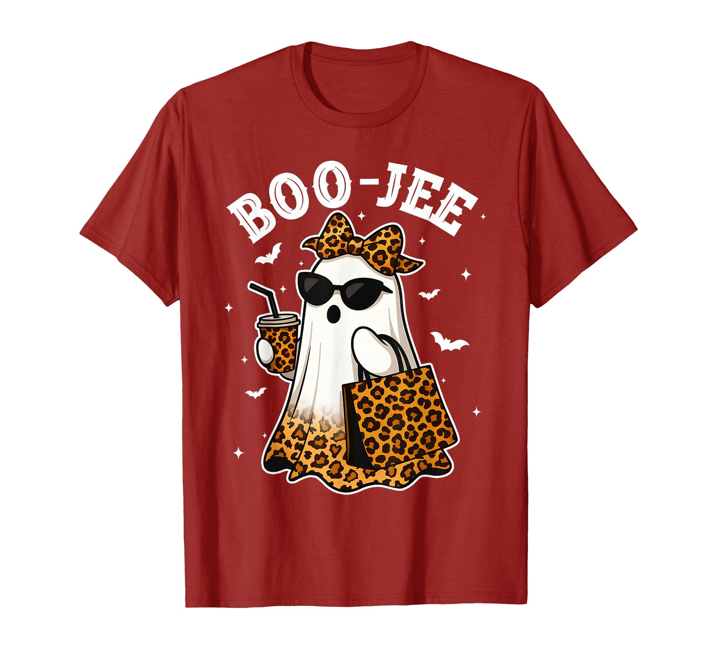 Coquette Leopard Ghost Coffee Boo-JEE Halloween Boujee Ghost T-Shirt