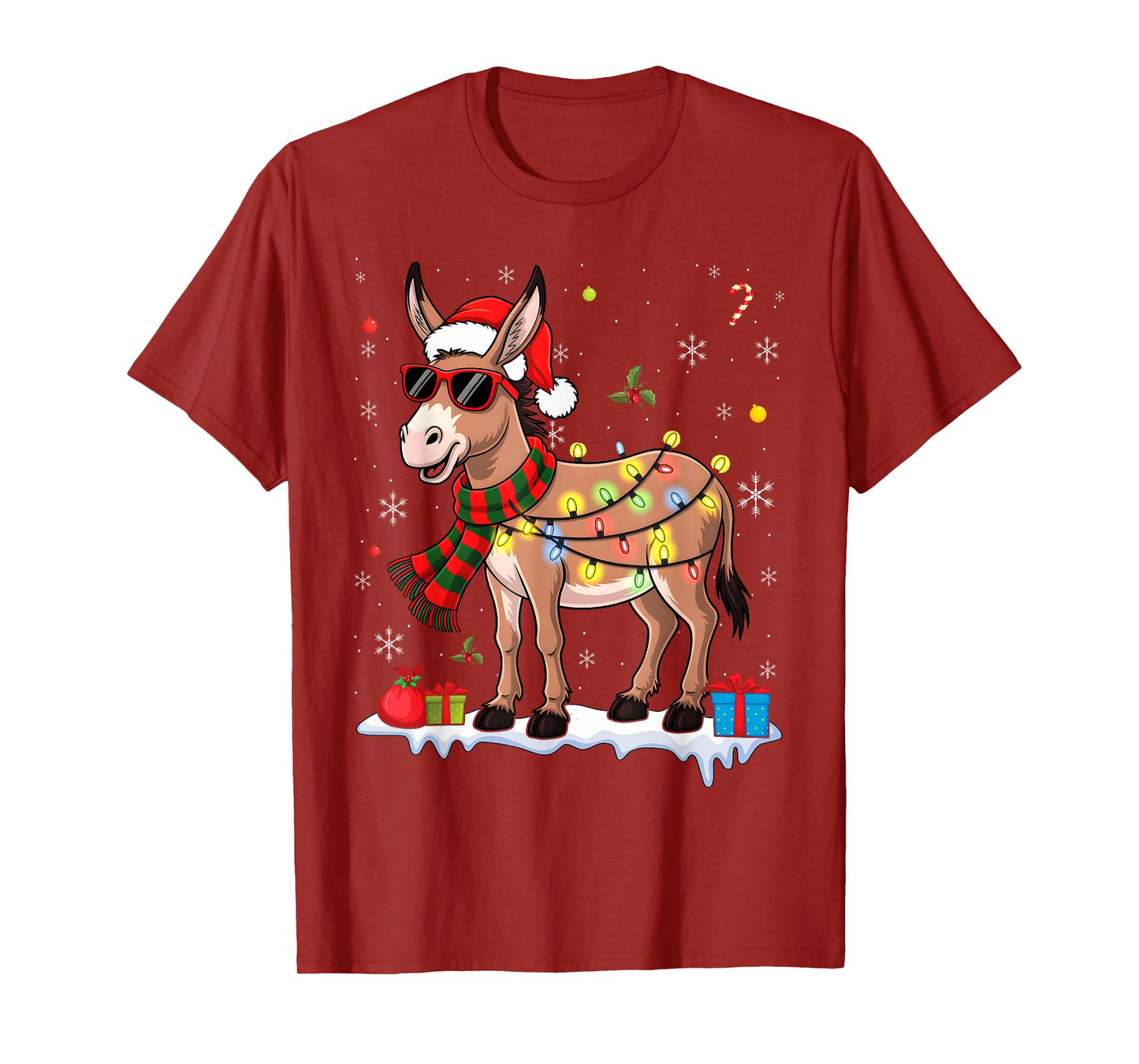 Xmas Lighting Holiday Santa Donkey Christmas T-Shirt