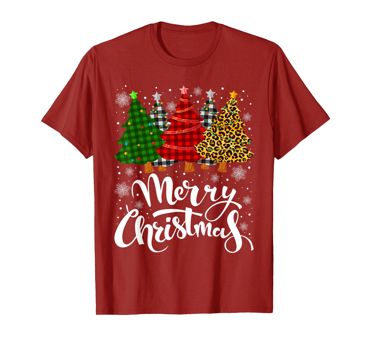Christmas Tree Buffalo Plaid Red White Green Xmas Light Gift T-Shirt