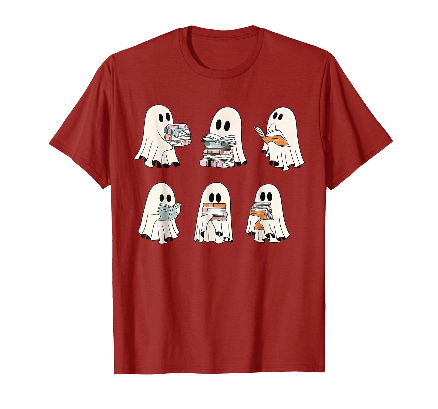 Retro Ghost Reading Books, Halloween bookish ghost bookworm T-Shirt