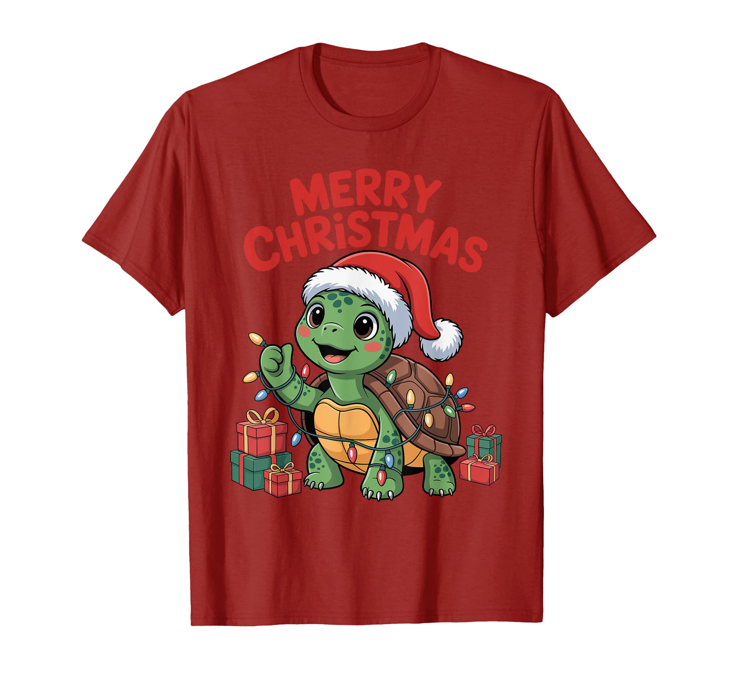 Funny Turtle Santa Hat Animals Lovers Ugly Christmas Pajamas T-Shirt