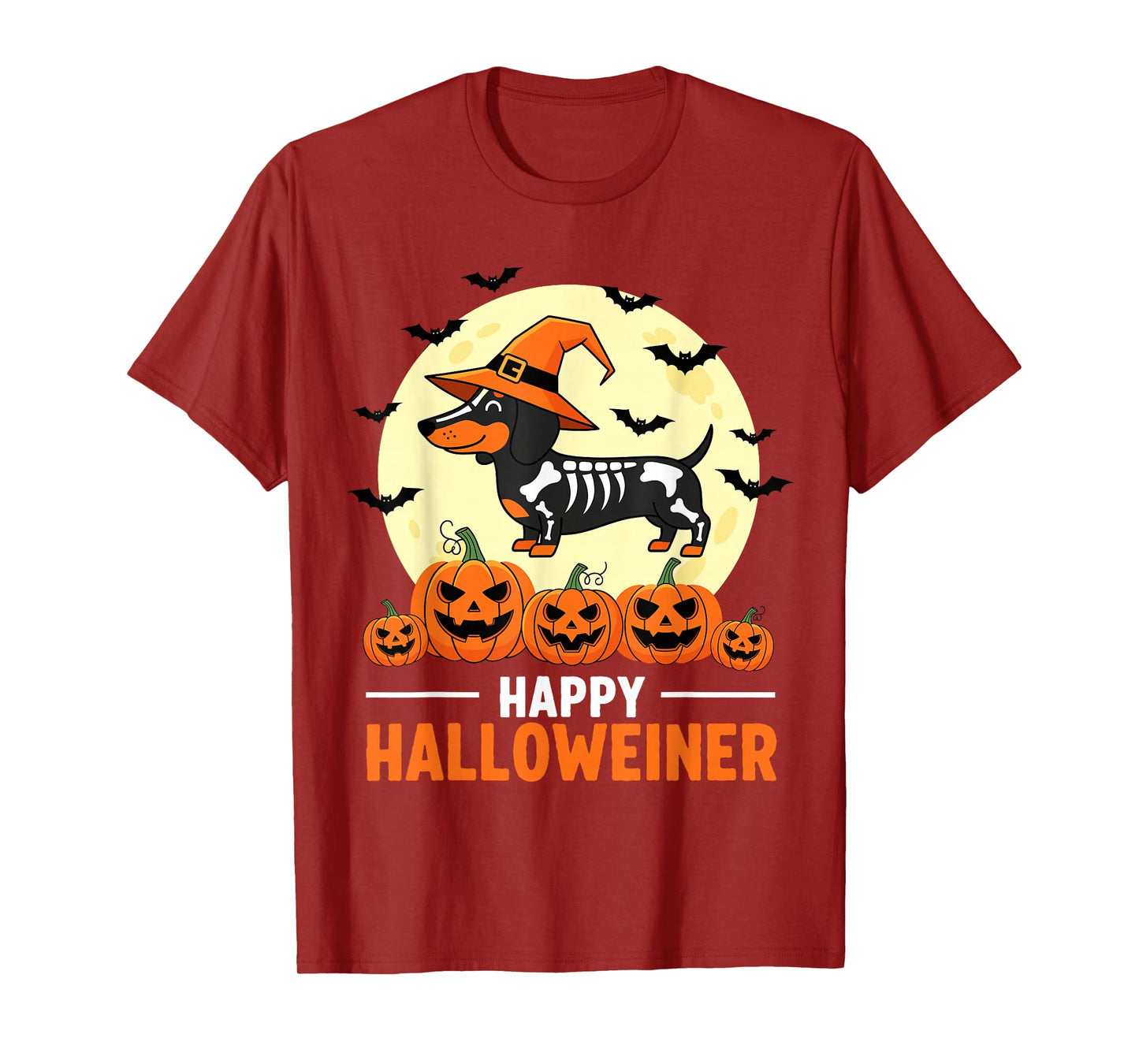 Happy Halloweiner Funny Halloween Dachshund Witch Skeleton T-Shirt