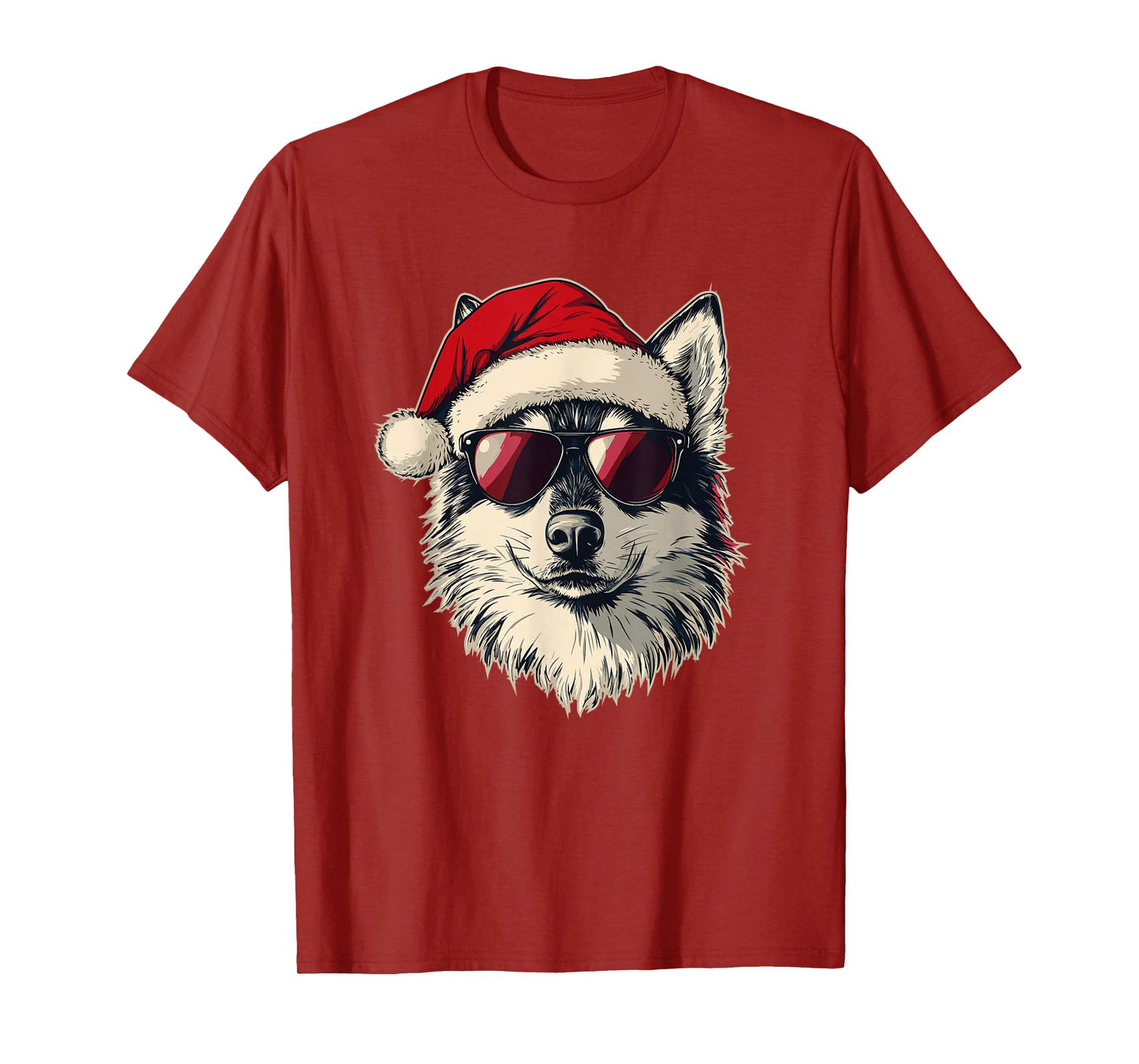Husky Dog with Santa Hat T-Shirt