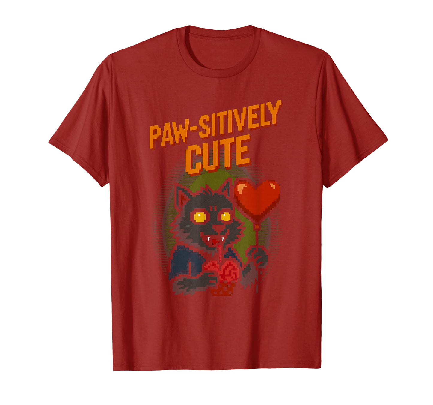 Paw-sitively Cute Funny Pixel Art Werewolf Halloween T-Shirt