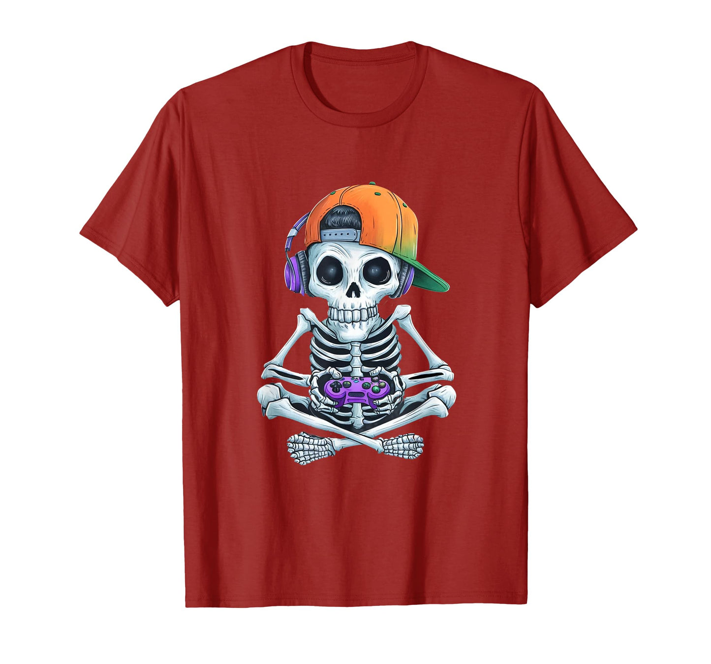 Gaming Skeleton Halloween Funny Gamer Boys kids Men T-Shirt