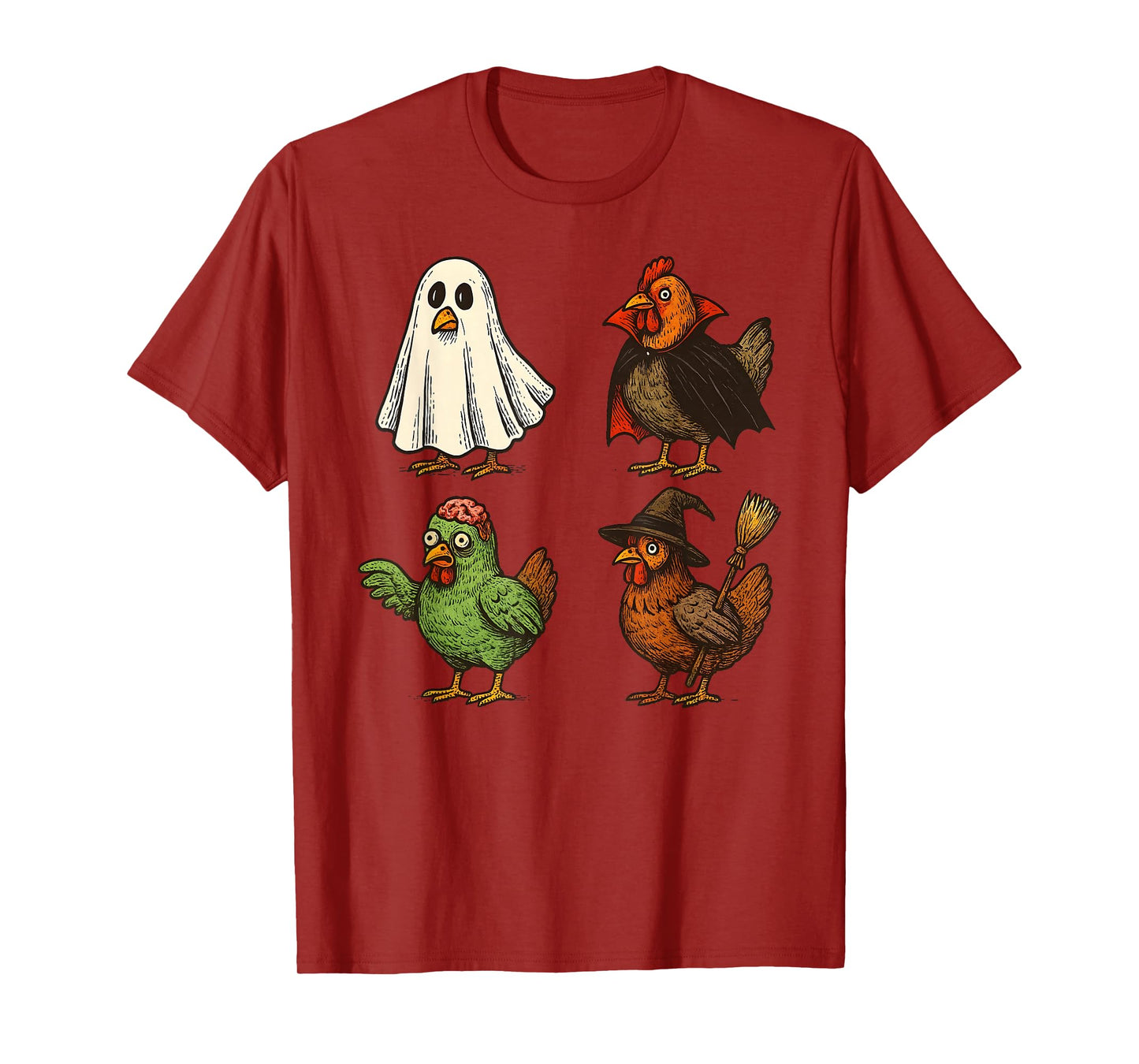 Chicken Spooky Witch Boo Zombie Cute Halloween Boys Girls T-Shirt