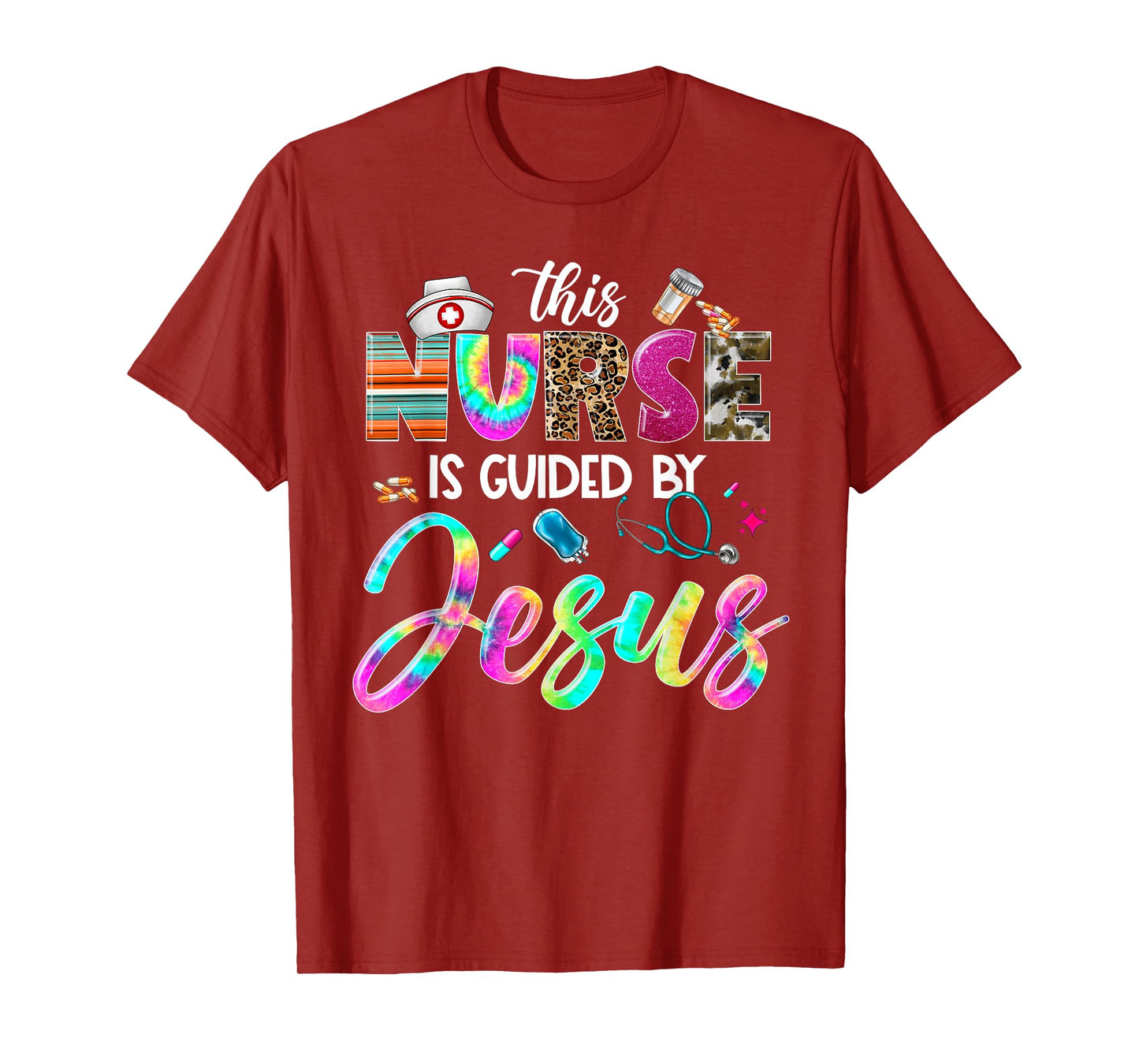 Nurse Guided by Jesus Christian Stethoscope RN LPN Nursing T-Shirt