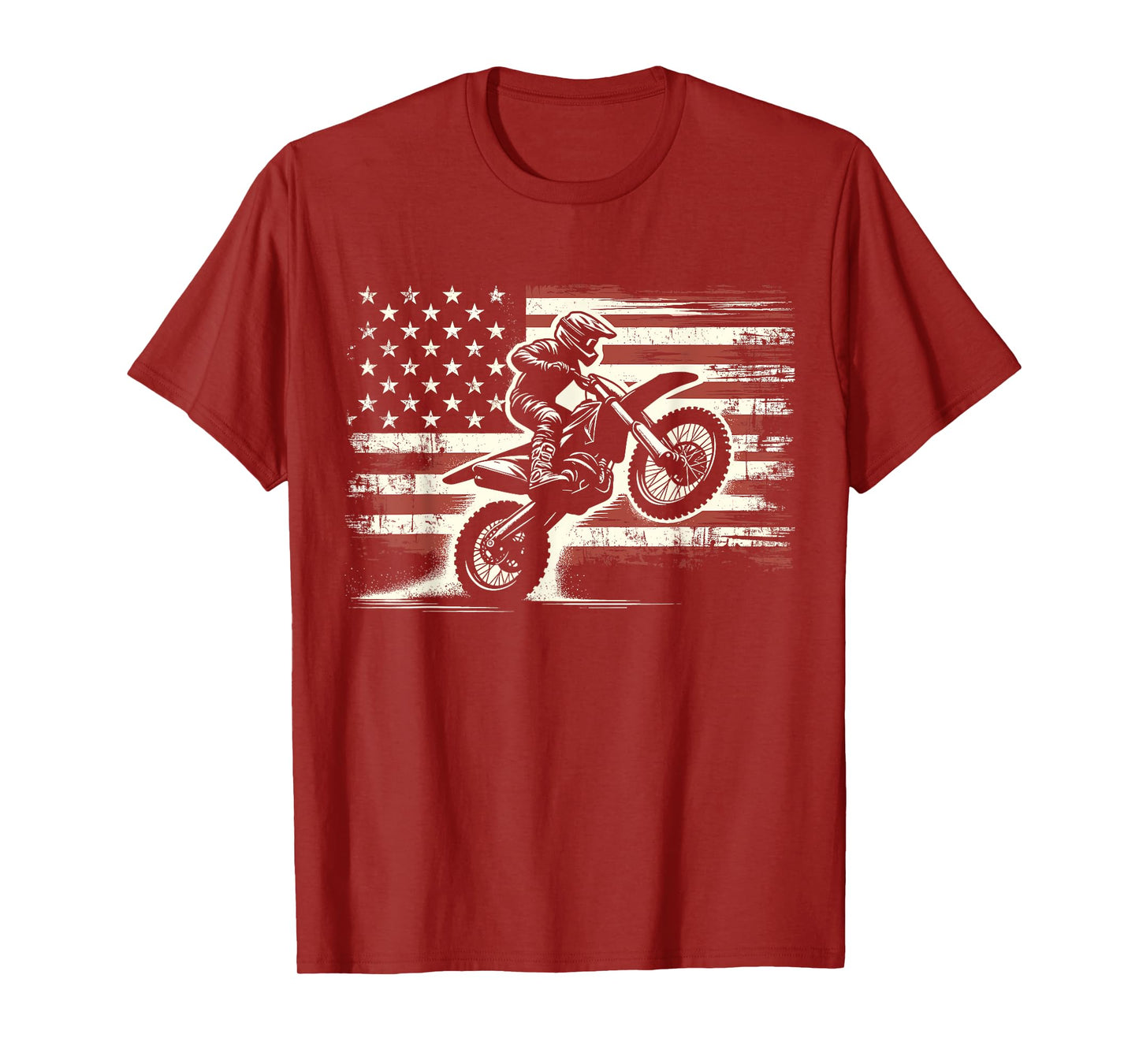 Dirt Bike American Flag Motocross Biker Vintage USA T-Shirt for Women Girls Kids Men