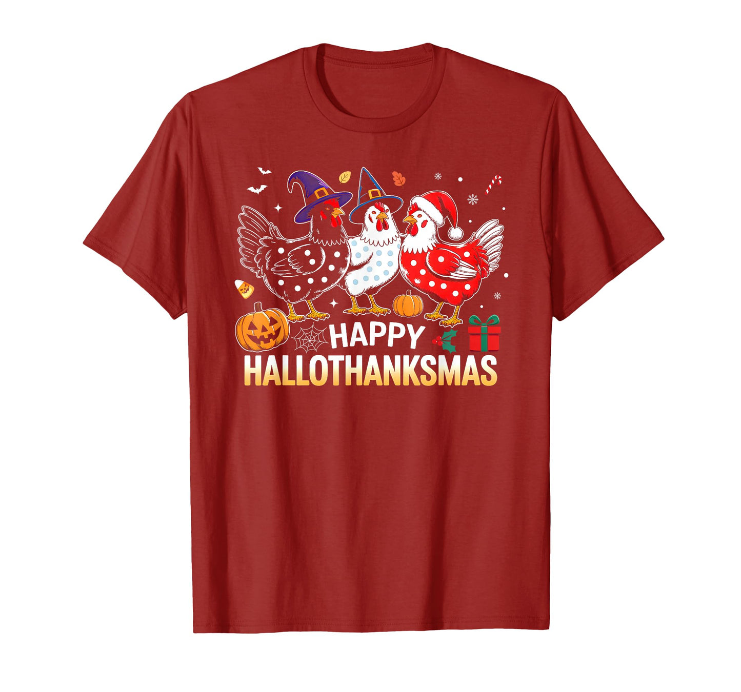 Chicken Halloween Thanksgiving Funny Happy HalloThanksMas T-Shirt