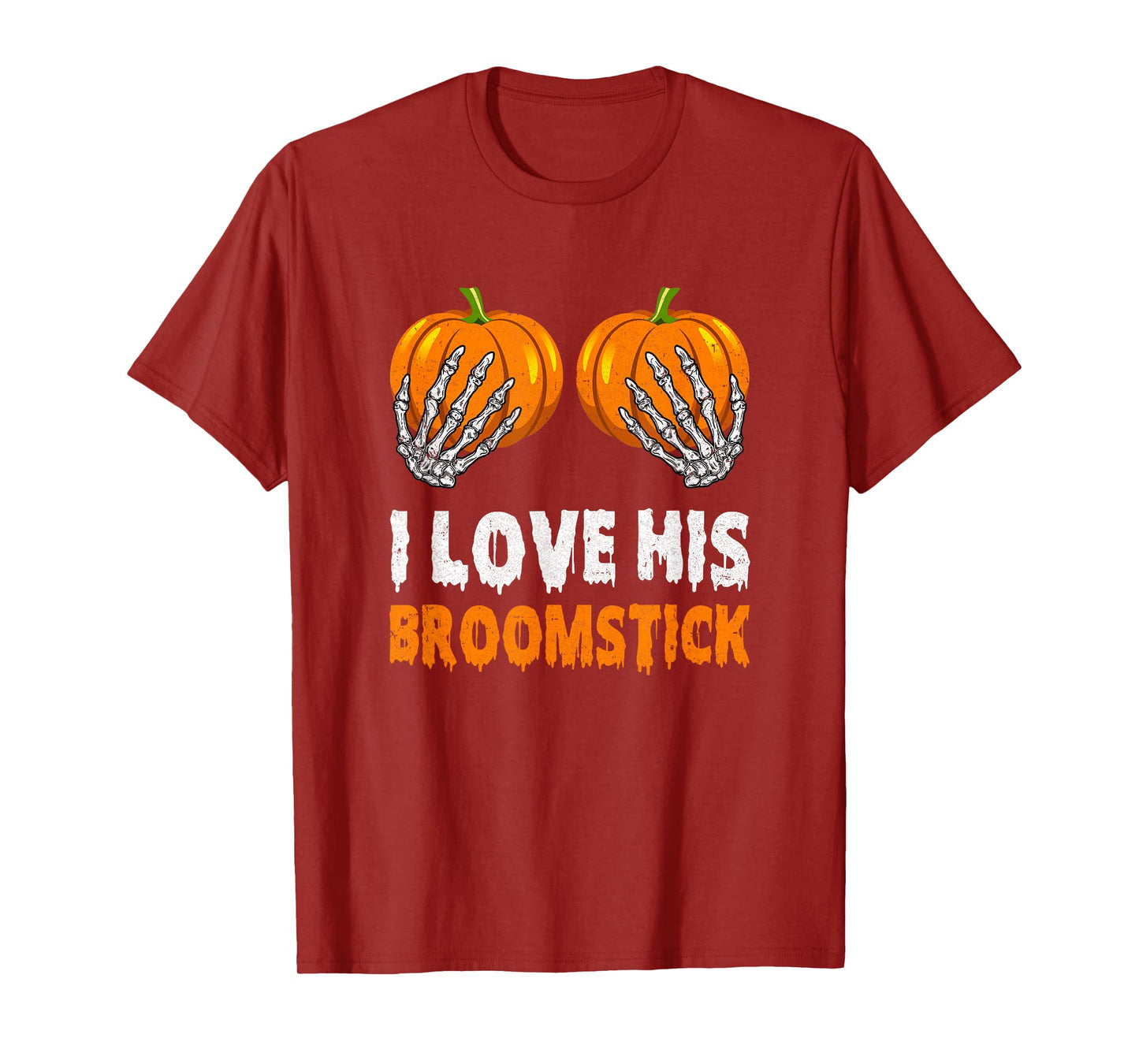I Love His Broomstick I Love Her Pumpkins Halloween Couples T-Shirt