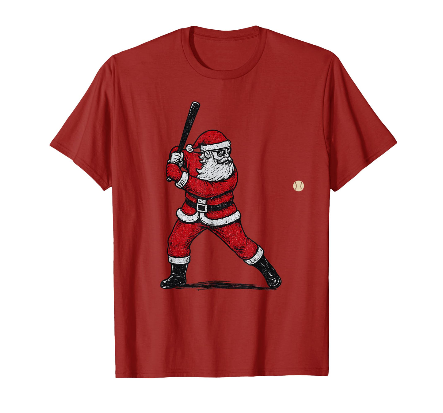 Santa Claus Playing Baseball Xmas Holiday Funny Christmas T-Shirt