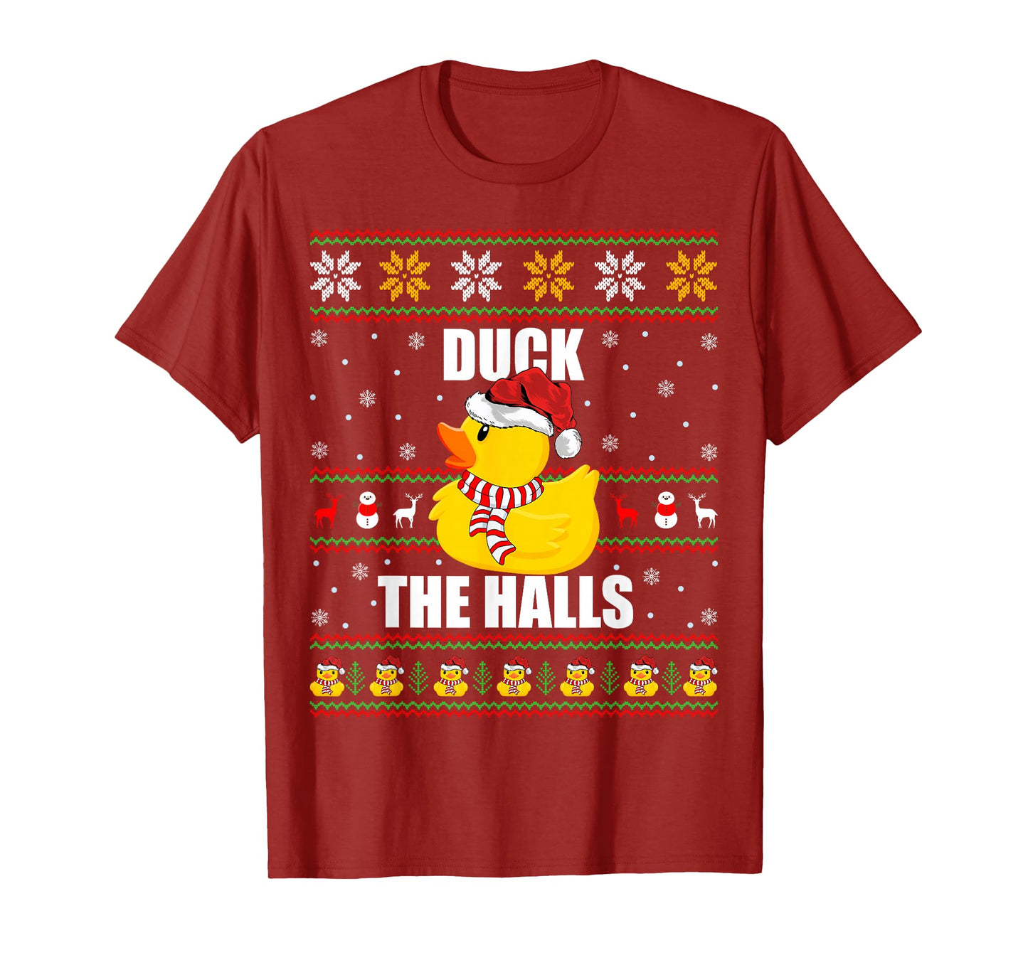 Ugly Xmas Sweater Style Funny Rubber Duck Christmas Pajamas T-Shirt