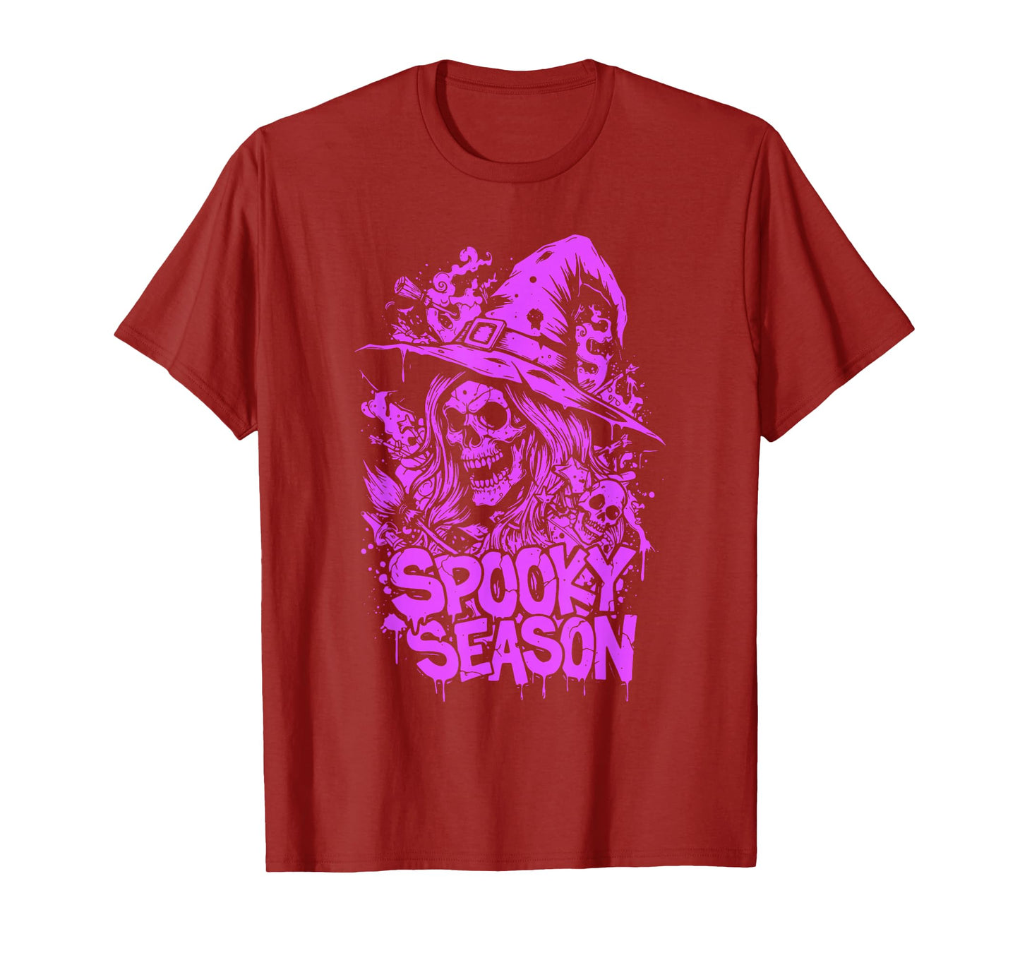 Spooky Season Witch Skull Halloween Costume for Women & Girl T-Shirt