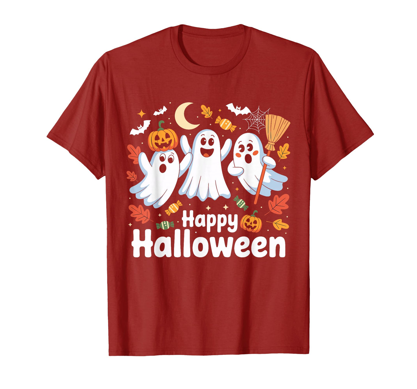 Cute Ghost Drinking Coffee Halloween Fall Ghost Book Reading T-Shirt