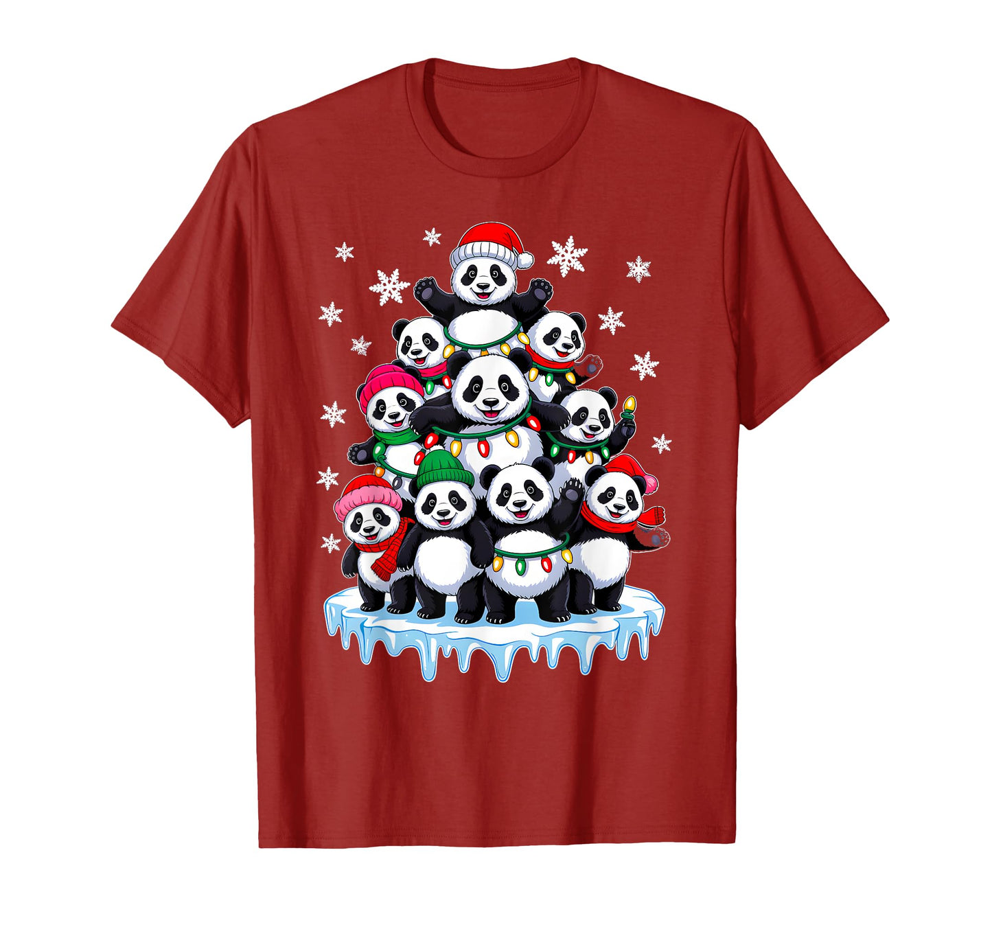 Panda Christmas Tree Panda Lover Xmas Squad Men Women Kids T-Shirt