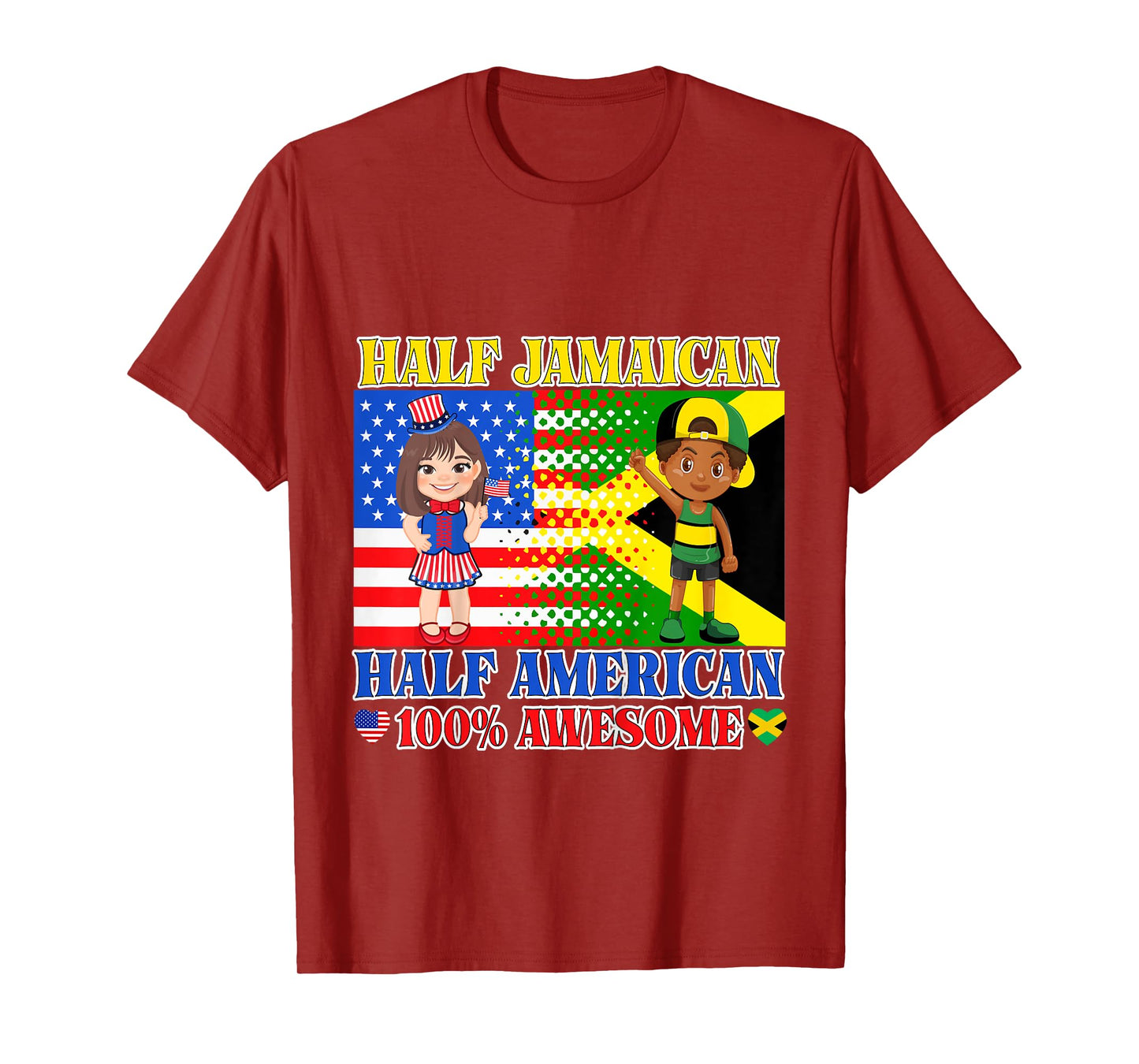 Half Jamaican Half American Toddler Jamaica US Flag Girl Boy T-Shirt