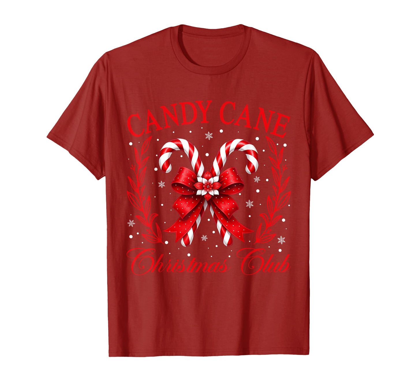 Cute Coquette Bow Candy Lovers Candy Cane Christmas Club T-Shirt